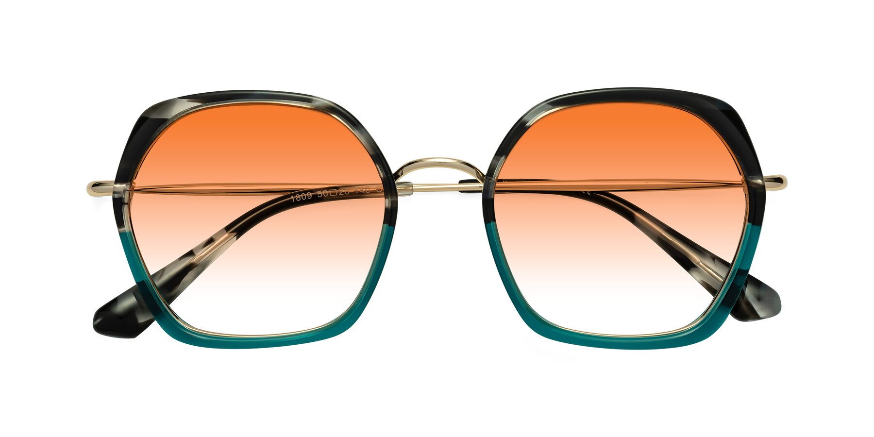 Folded Front of Apollo in Tortoise-Green with Orange Gradient Lenses