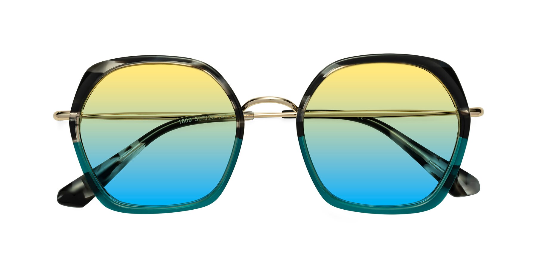 Folded Front of Apollo in Tortoise-Green with Yellow / Blue Gradient Lenses