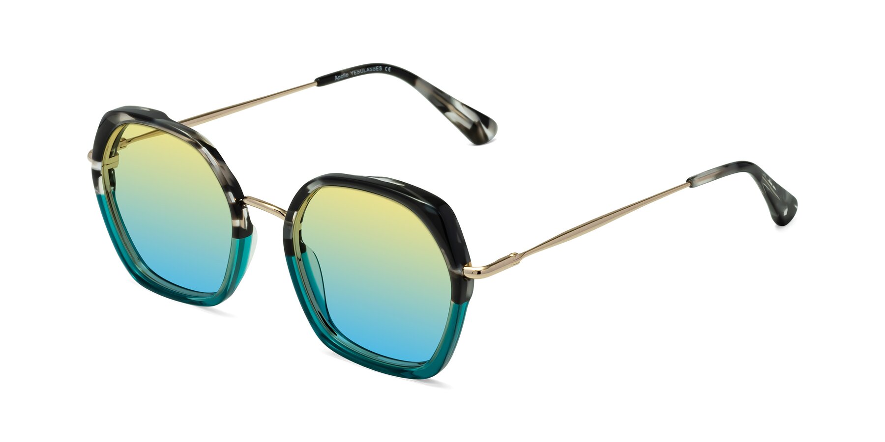 Angle of Apollo in Tortoise-Green with Yellow / Blue Gradient Lenses