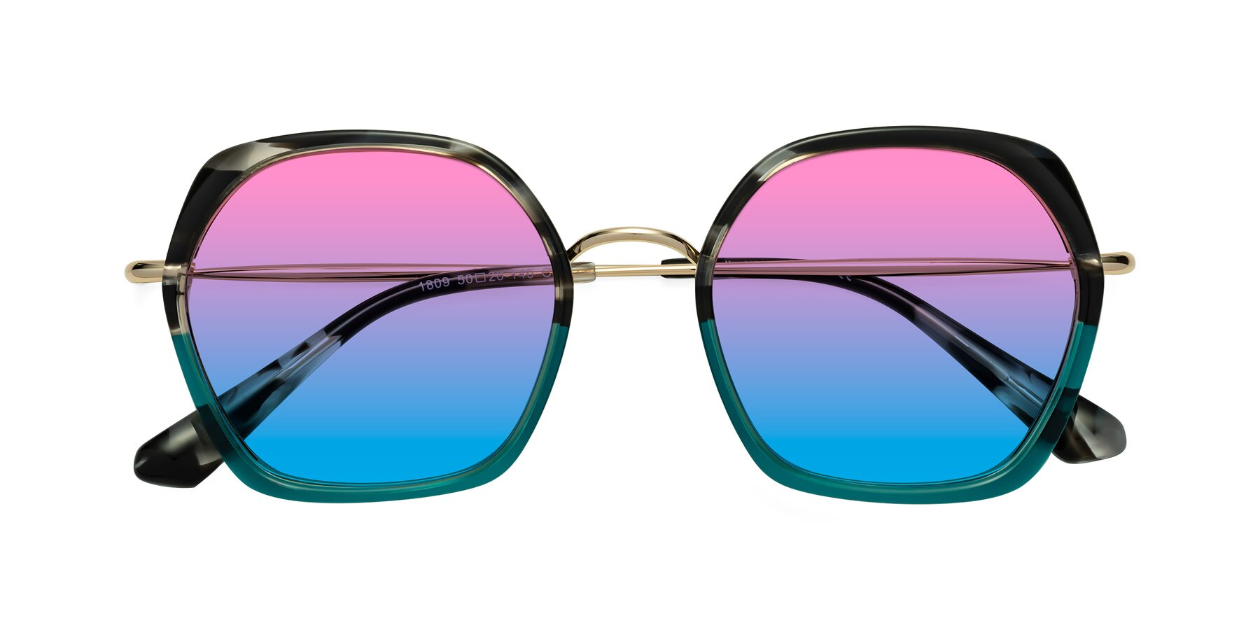 Folded Front of Apollo in Tortoise-Green with Pink / Blue Gradient Lenses