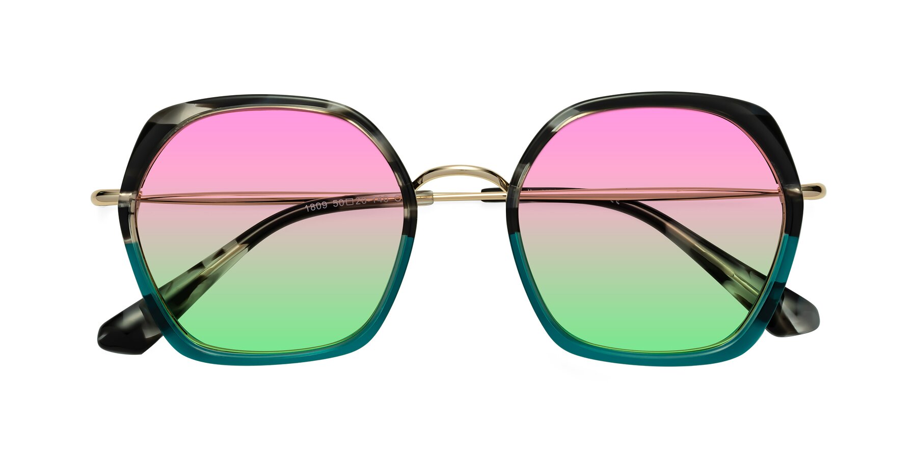 Folded Front of Apollo in Tortoise-Green with Pink / Green Gradient Lenses
