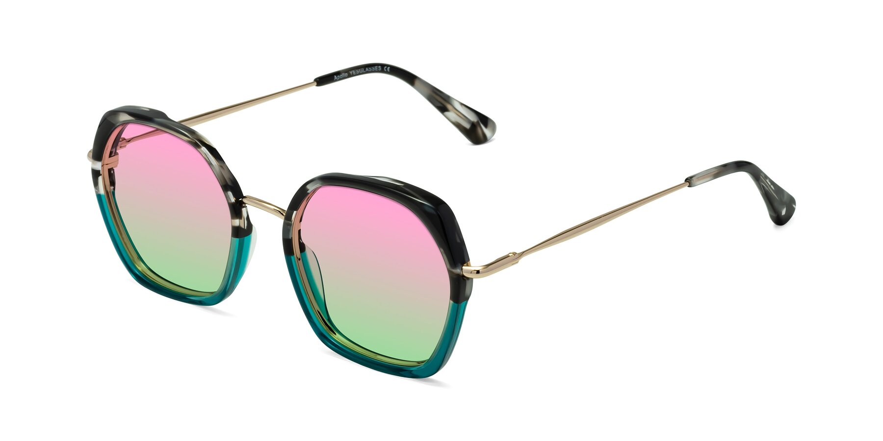 Angle of Apollo in Tortoise-Green with Pink / Green Gradient Lenses