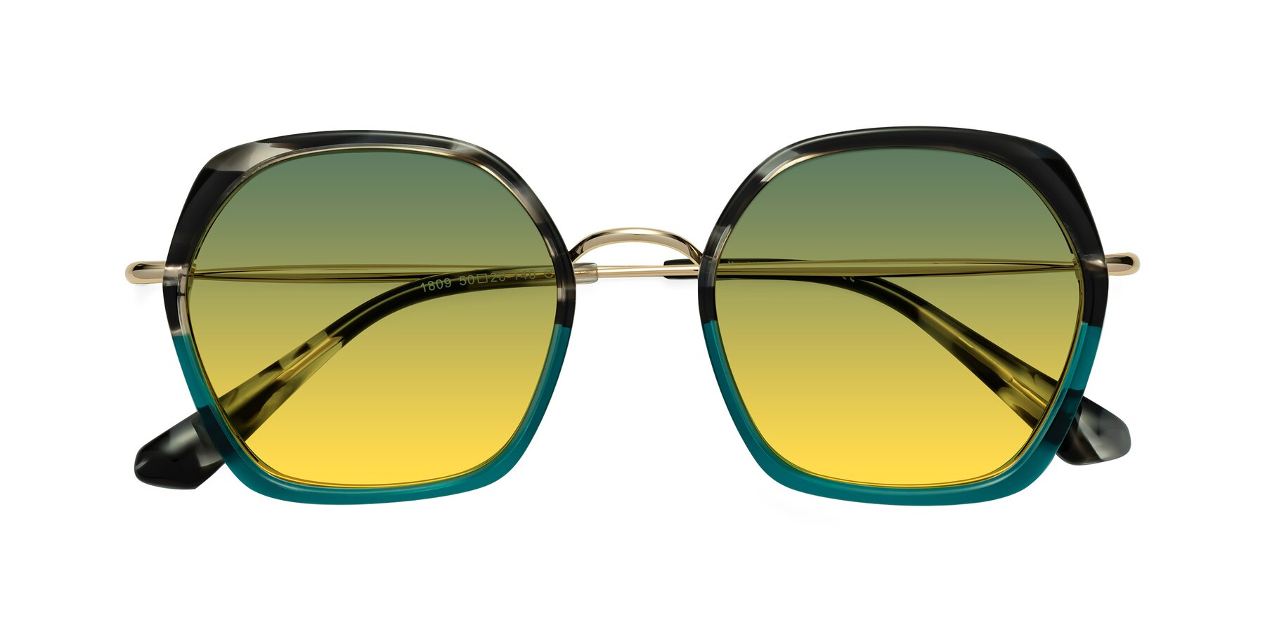 Folded Front of Apollo in Tortoise-Green with Green / Yellow Gradient Lenses