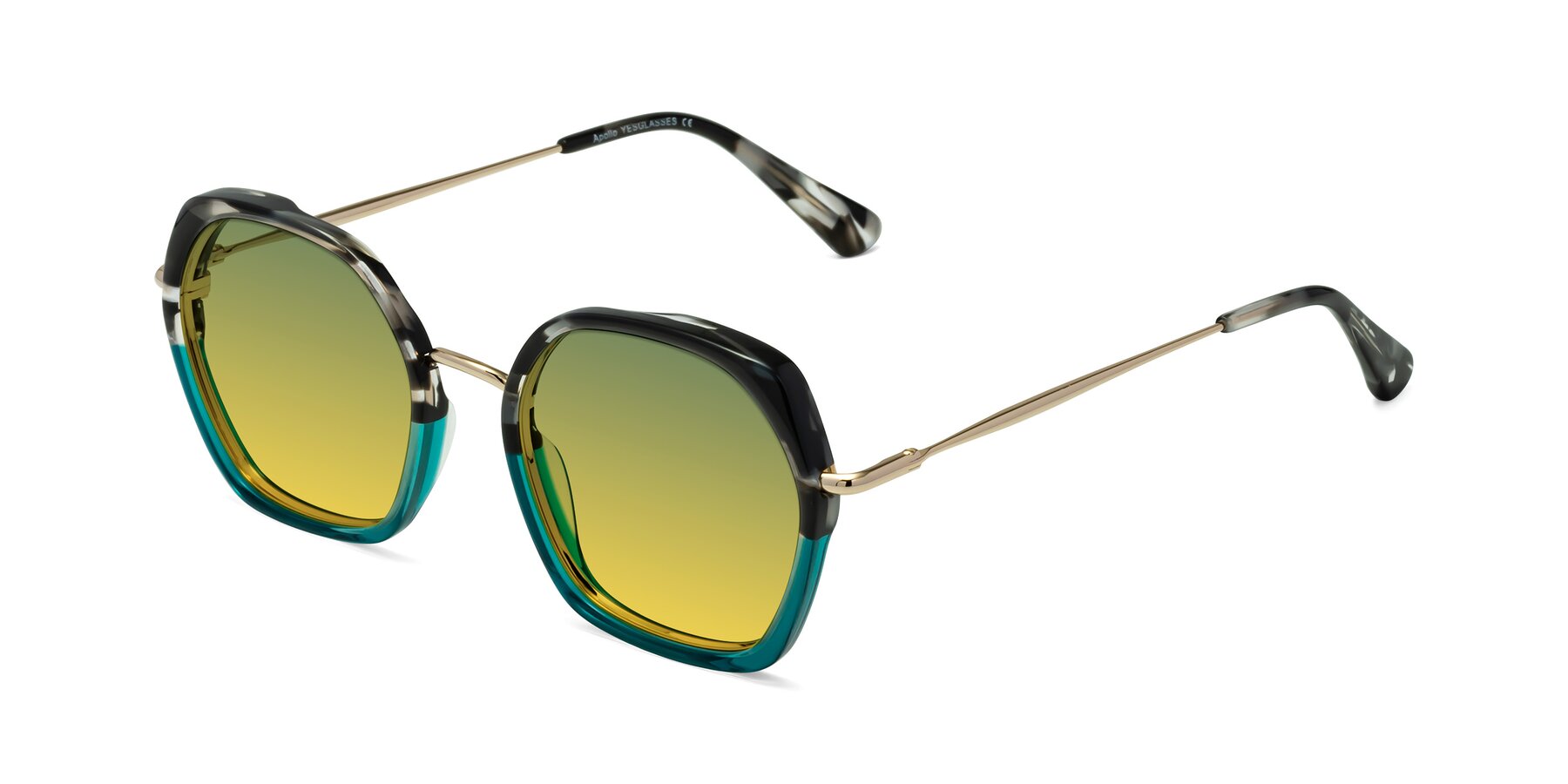 Angle of Apollo in Tortoise-Green with Green / Yellow Gradient Lenses