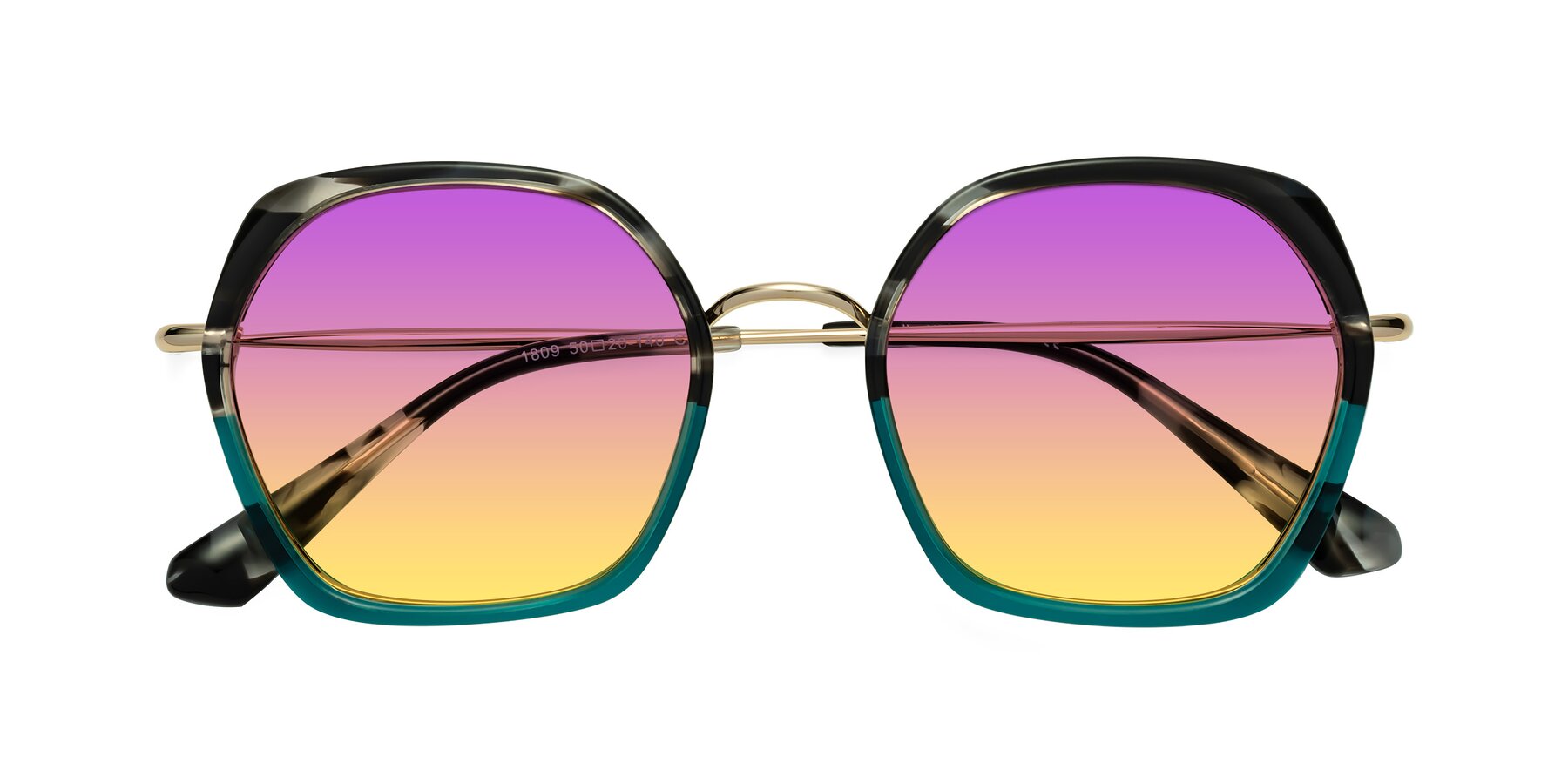 Folded Front of Apollo in Tortoise-Green with Purple / Yellow Gradient Lenses