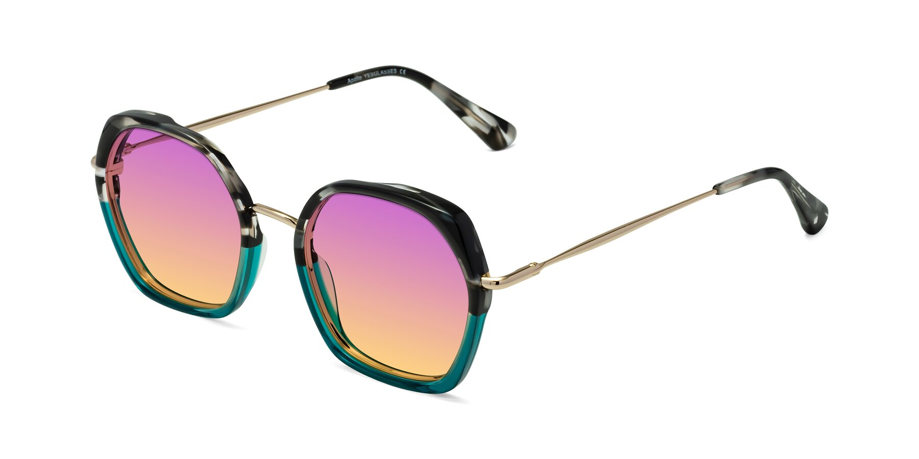 Angle of Apollo in Tortoise-Green with Purple / Yellow Gradient Lenses