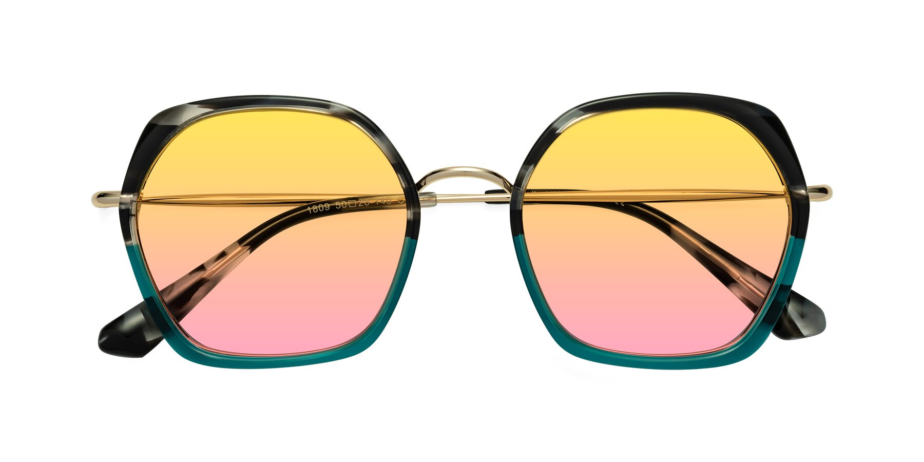 Folded Front of Apollo in Tortoise-Green with Yellow / Pink Gradient Lenses