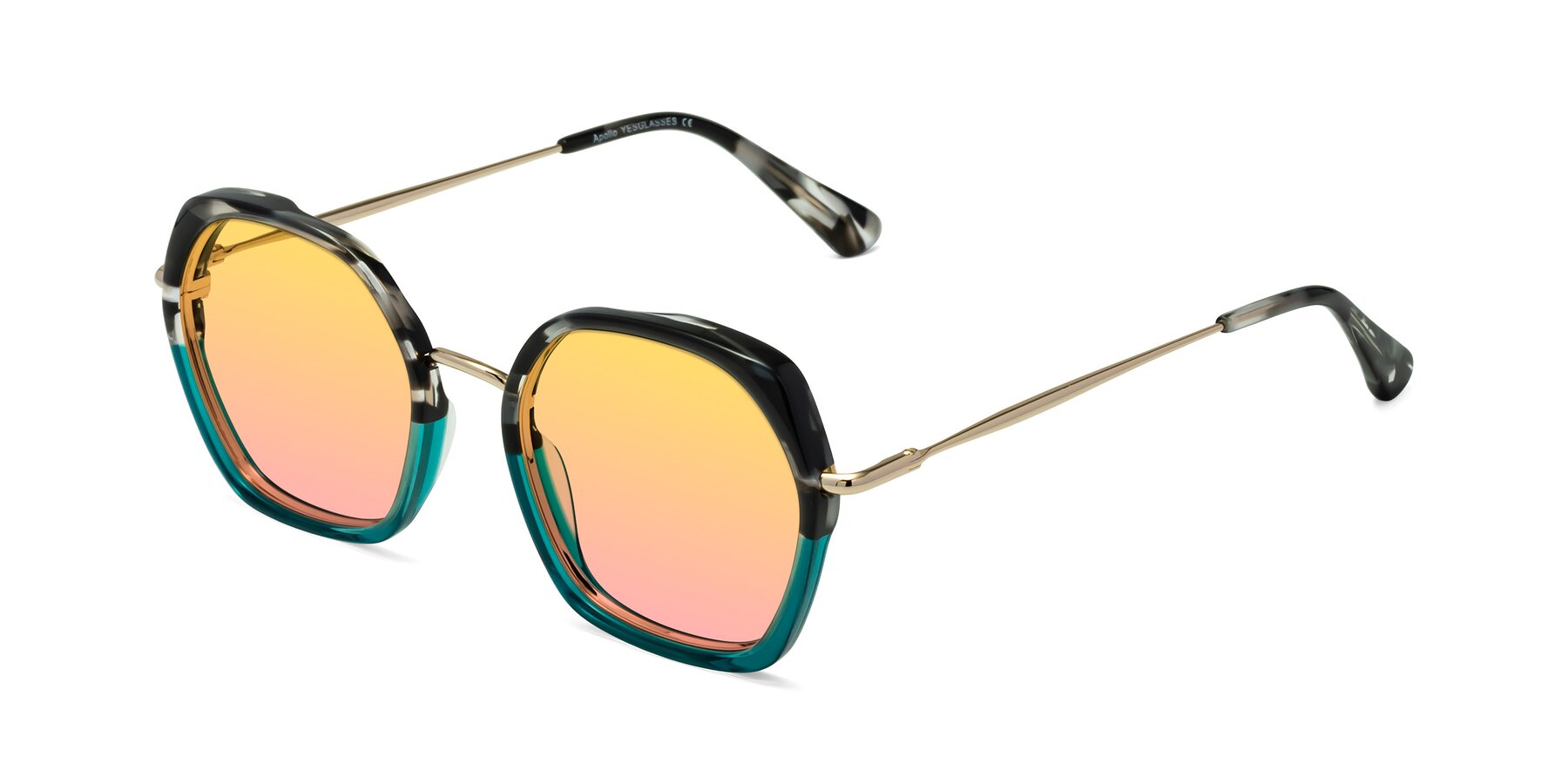 Angle of Apollo in Tortoise-Green with Yellow / Pink Gradient Lenses