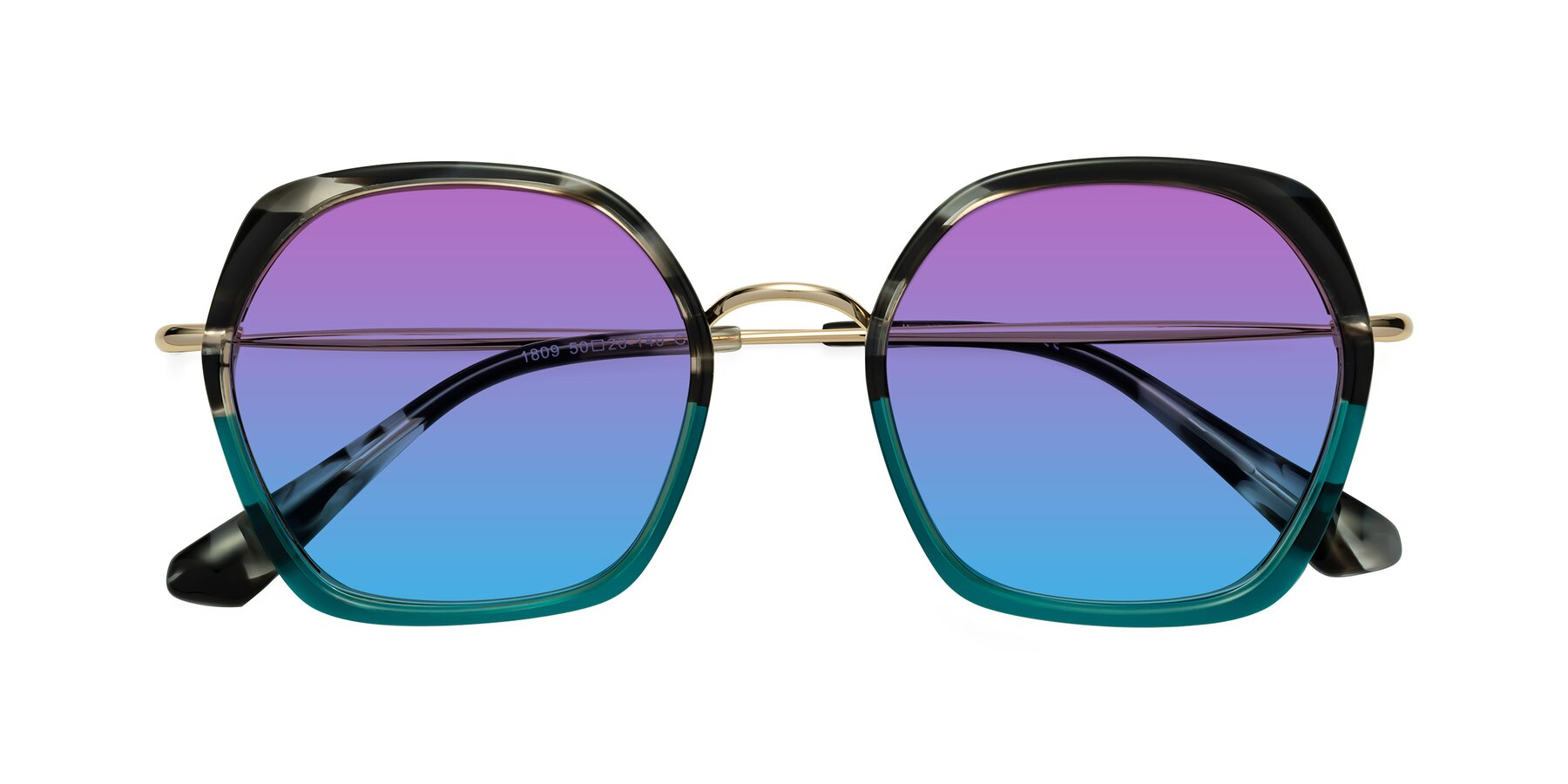 Folded Front of Apollo in Tortoise-Green with Purple / Blue Gradient Lenses