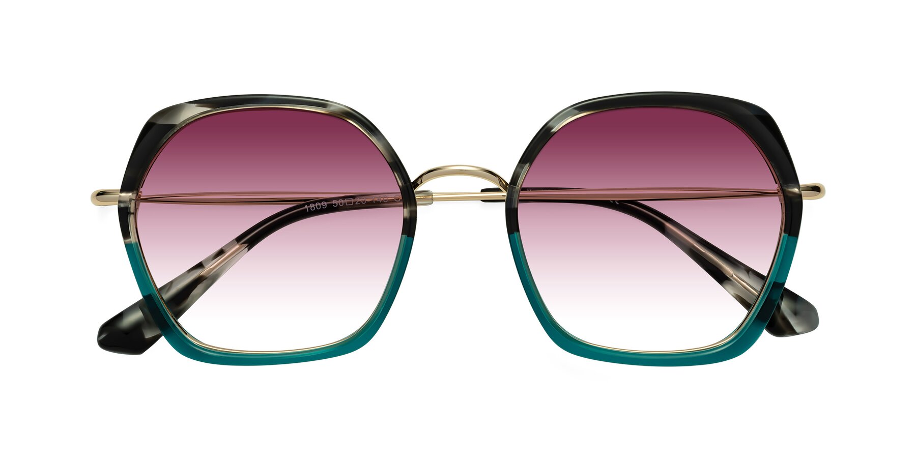 Folded Front of Apollo in Tortoise-Green with Wine Gradient Lenses