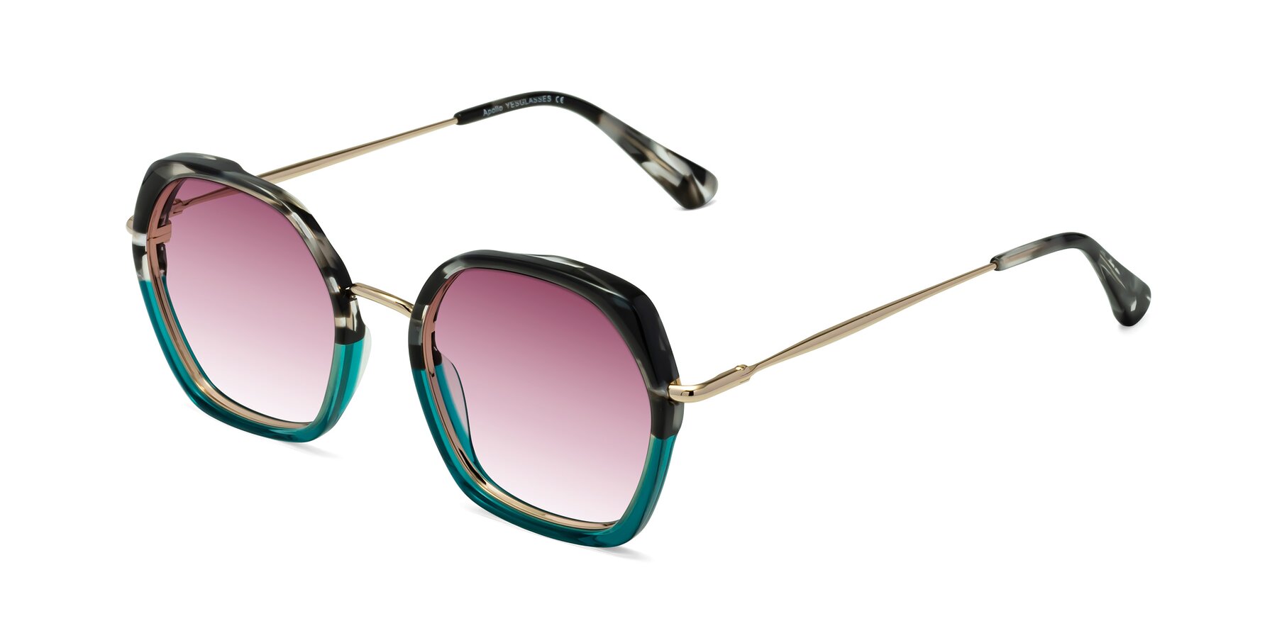 Angle of Apollo in Tortoise-Green with Wine Gradient Lenses