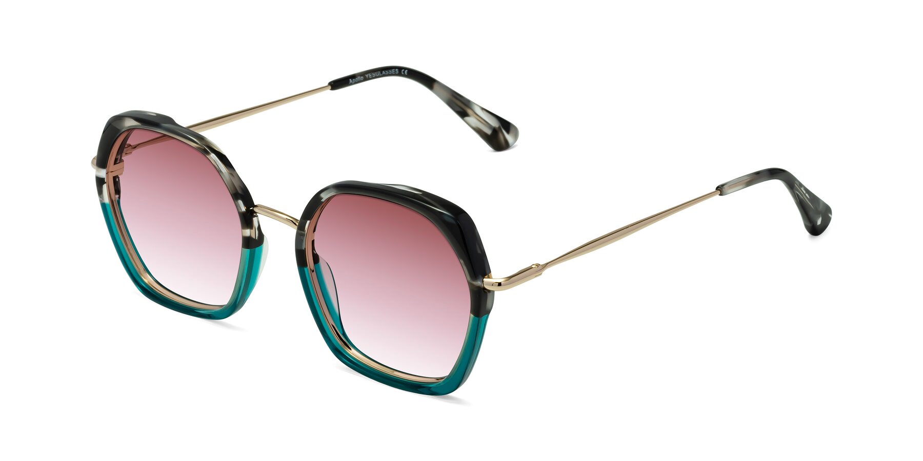 Angle of Apollo in Tortoise-Green with Garnet Gradient Lenses