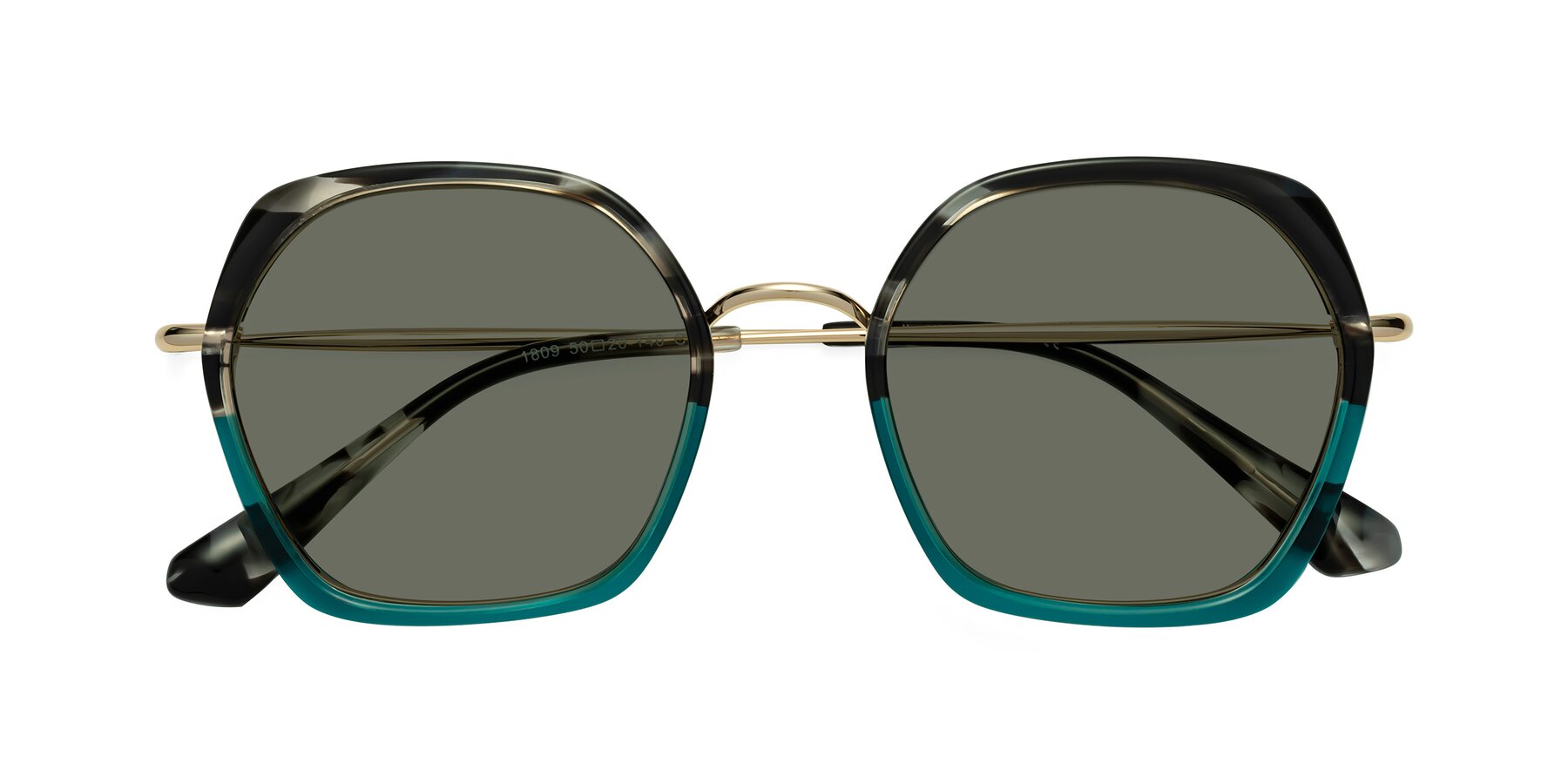 Folded Front of Apollo in Tortoise-Green with Gray Polarized Lenses