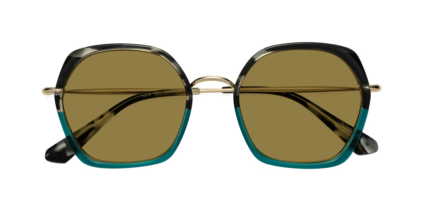 Folded Front of Apollo in Tortoise-Green with Brown Polarized Lenses