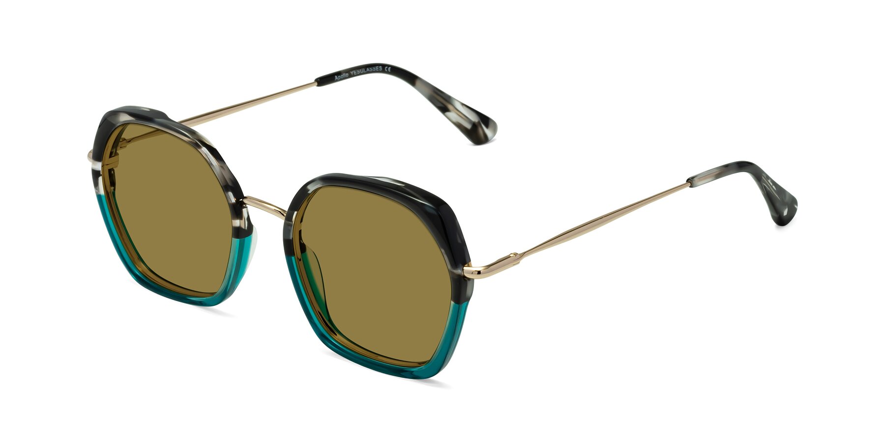 Angle of Apollo in Tortoise-Green with Brown Polarized Lenses