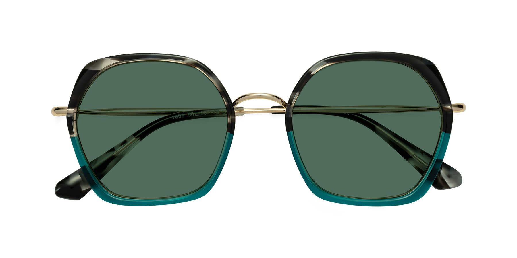 Folded Front of Apollo in Tortoise-Green with Green Polarized Lenses