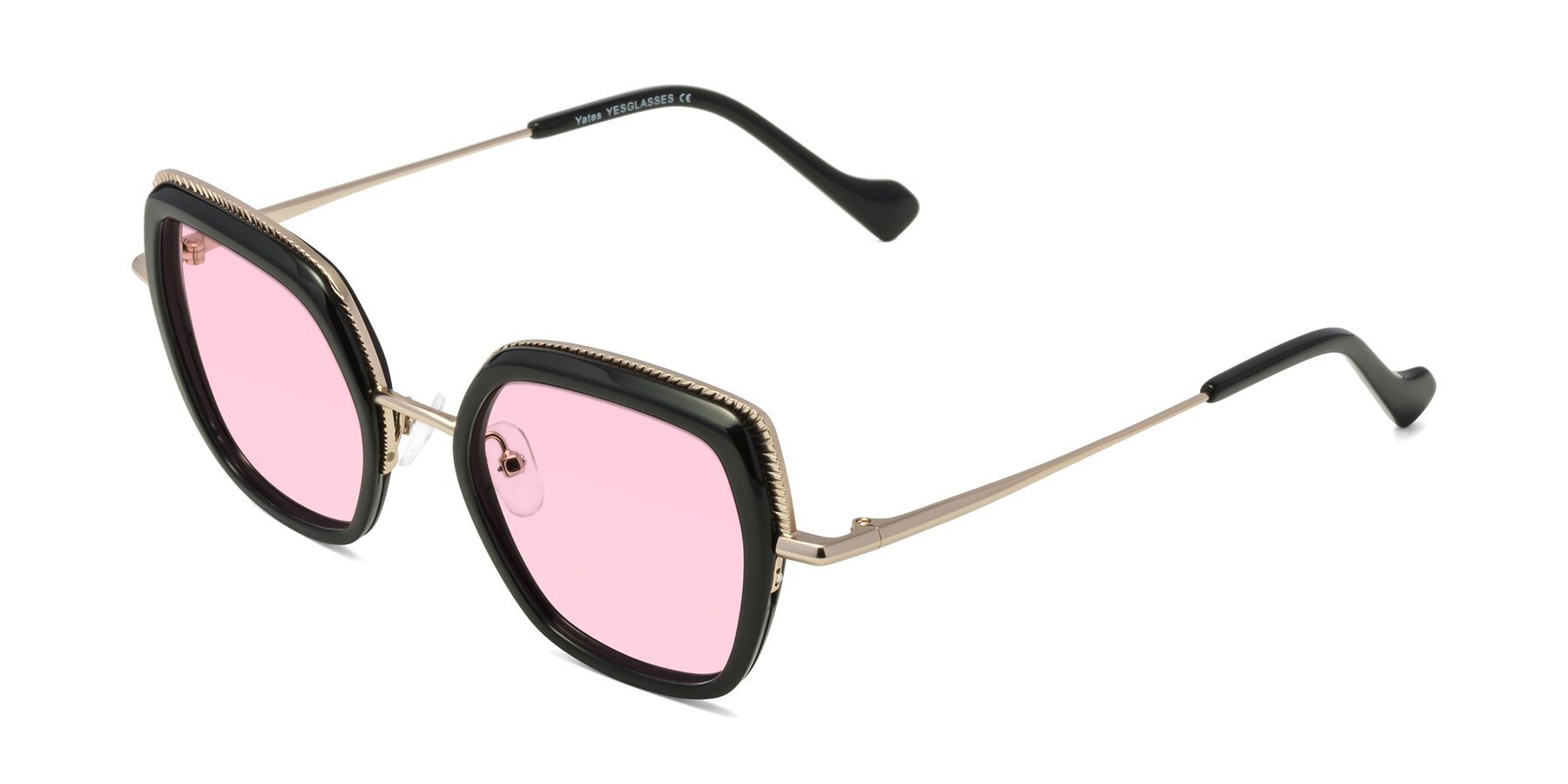 Angle of Yates in Black-Gold with Light Pink Tinted Lenses