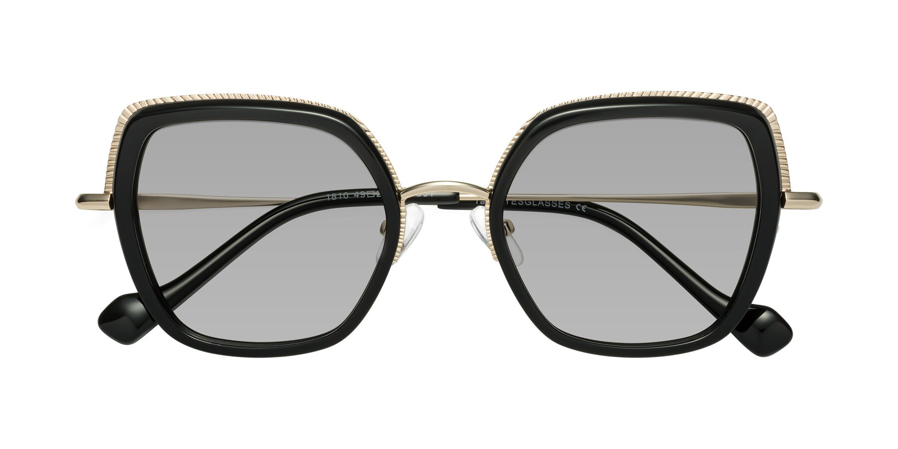 Folded Front of Yates in Black-Gold with Light Gray Tinted Lenses