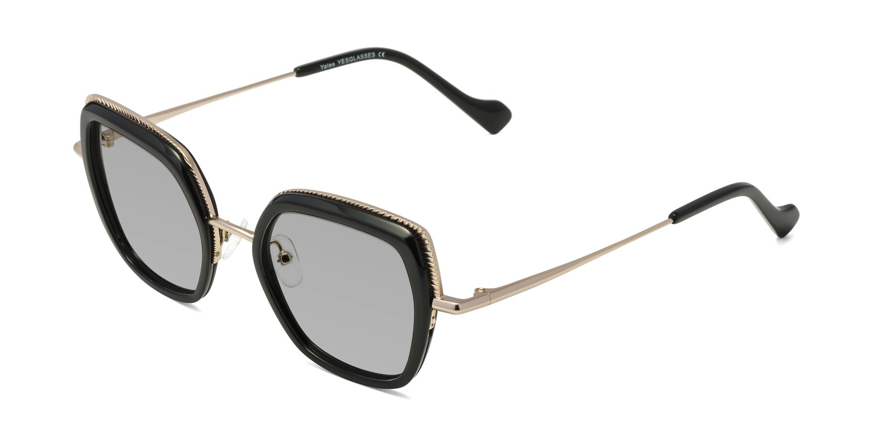 Angle of Yates in Black-Gold with Light Gray Tinted Lenses