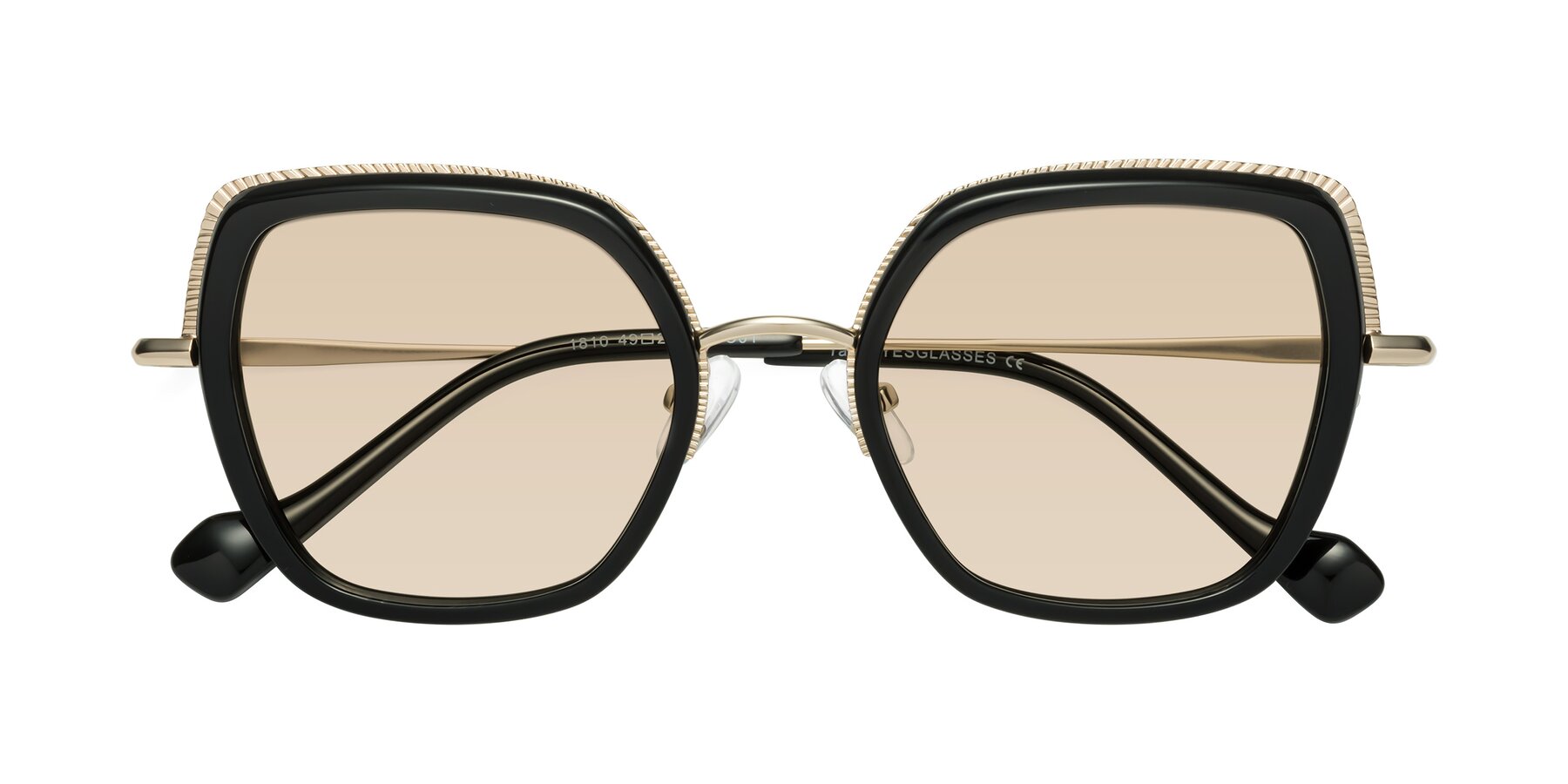 Folded Front of Yates in Black-Gold with Light Brown Tinted Lenses