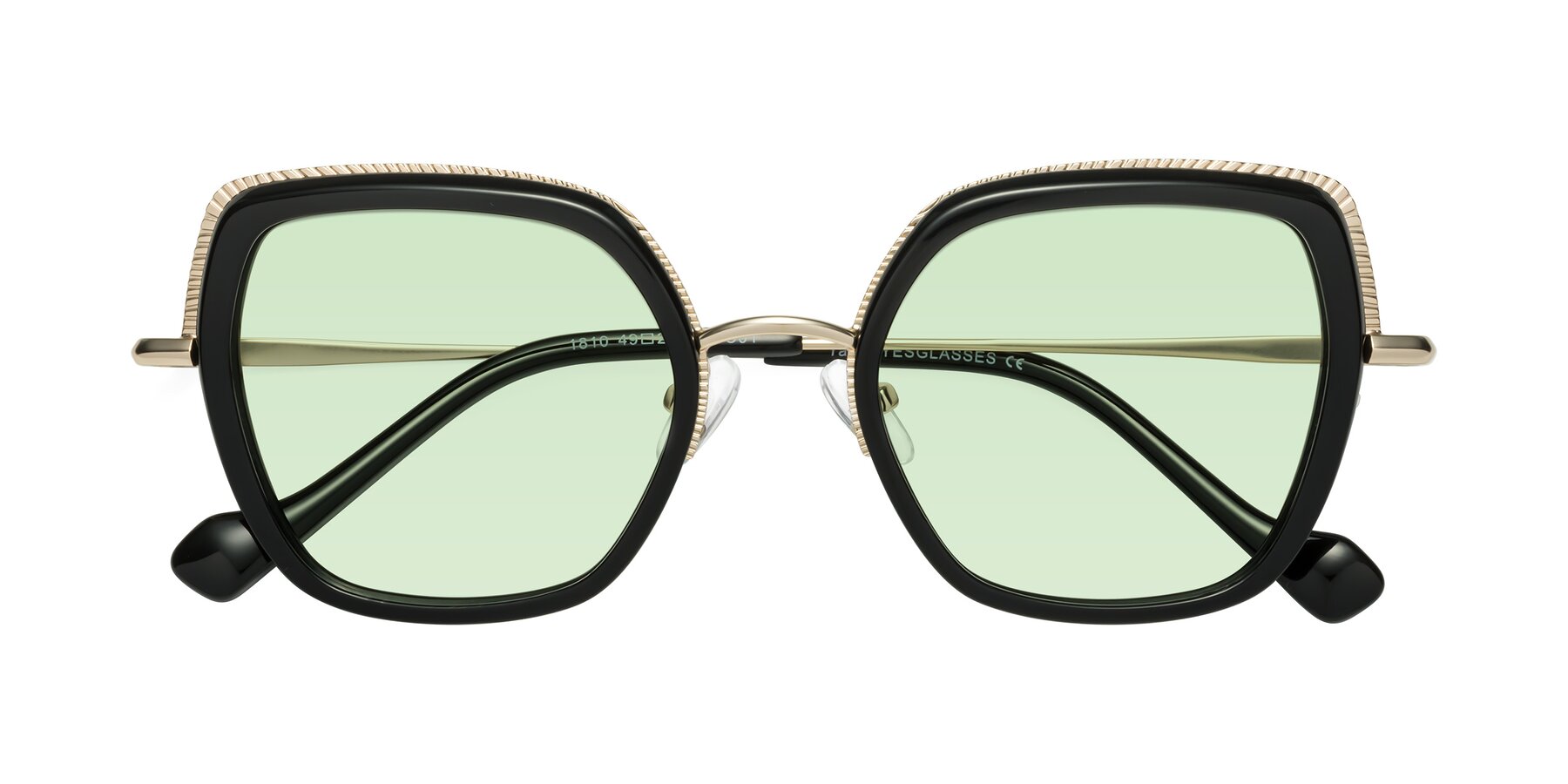 Folded Front of Yates in Black-Gold with Light Green Tinted Lenses