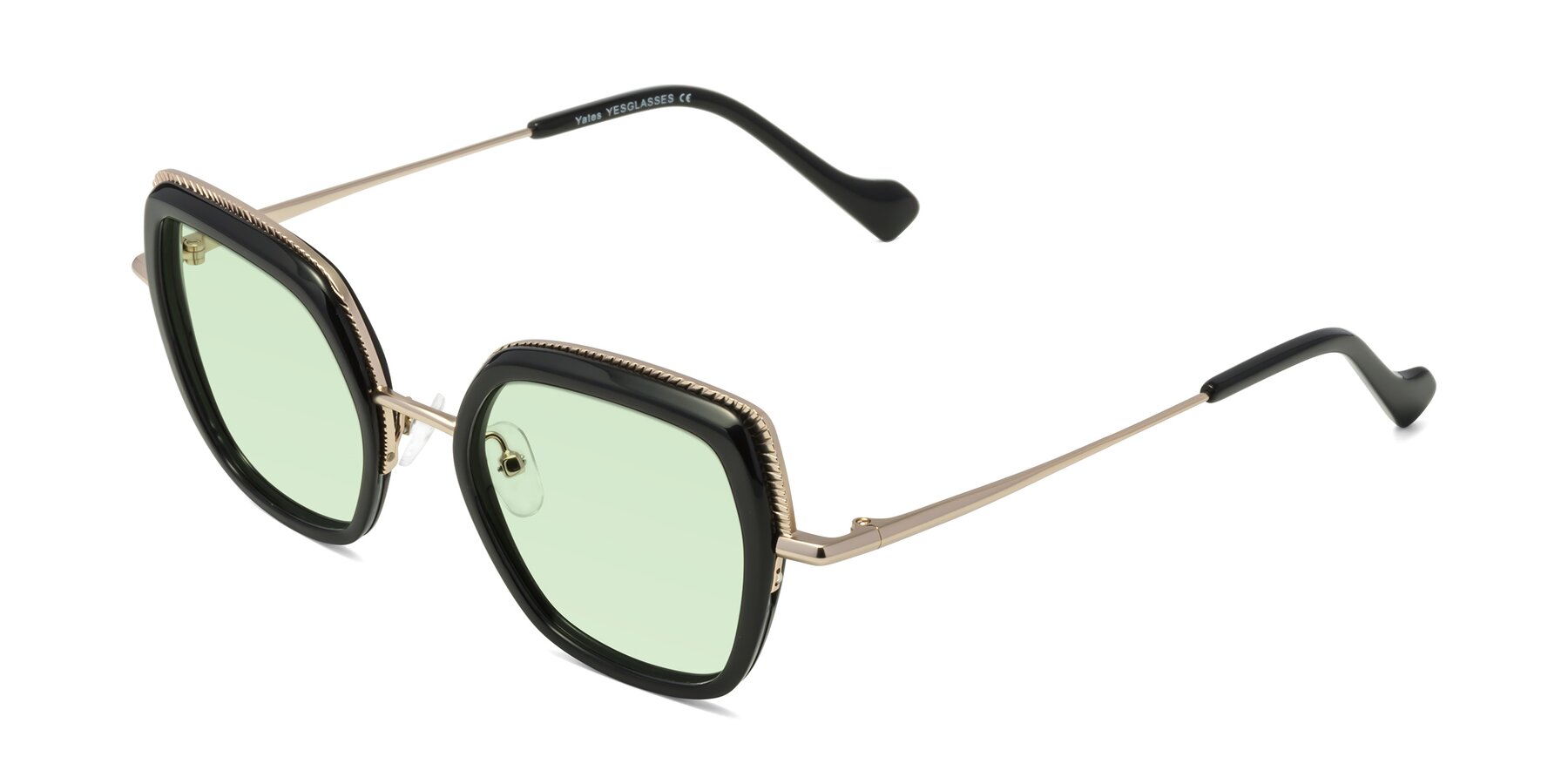 Angle of Yates in Black-Gold with Light Green Tinted Lenses