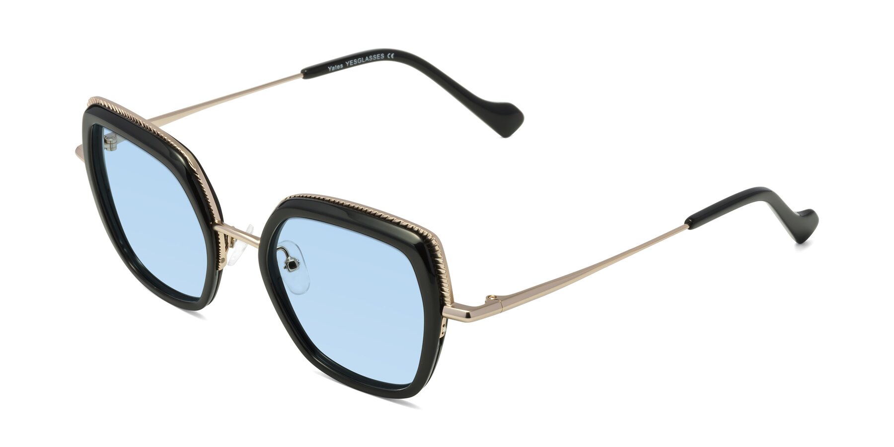 Angle of Yates in Black-Gold with Light Blue Tinted Lenses