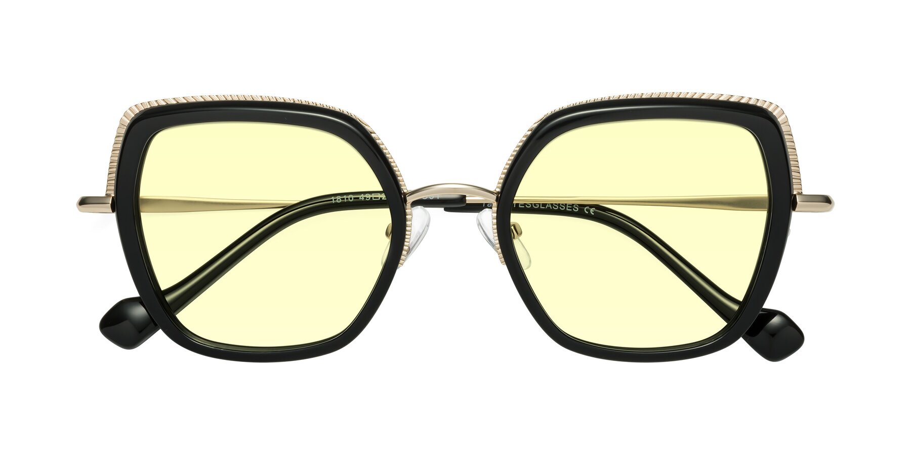 Folded Front of Yates in Black-Gold with Light Yellow Tinted Lenses