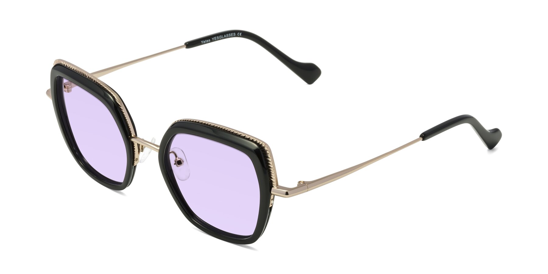 Angle of Yates in Black-Gold with Light Purple Tinted Lenses