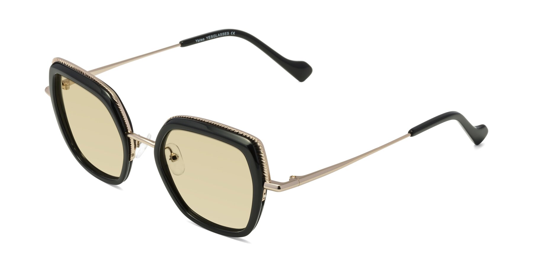 Angle of Yates in Black-Gold with Light Champagne Tinted Lenses