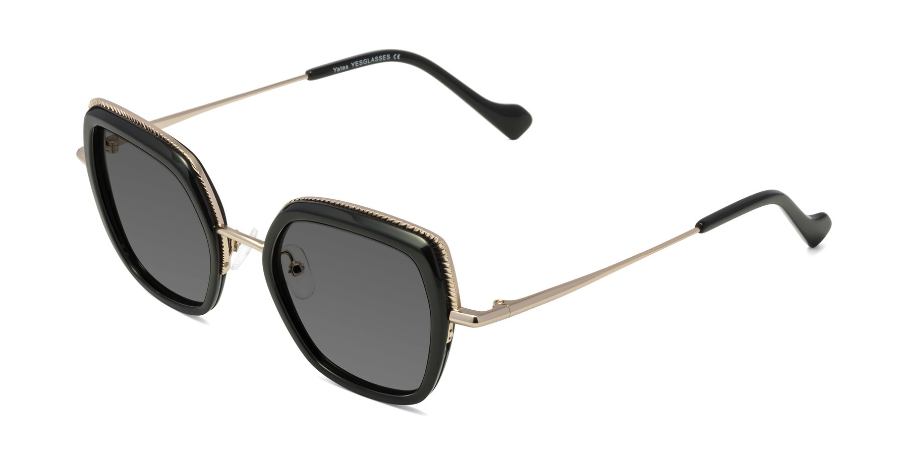 Angle of Yates in Black-Gold with Medium Gray Tinted Lenses