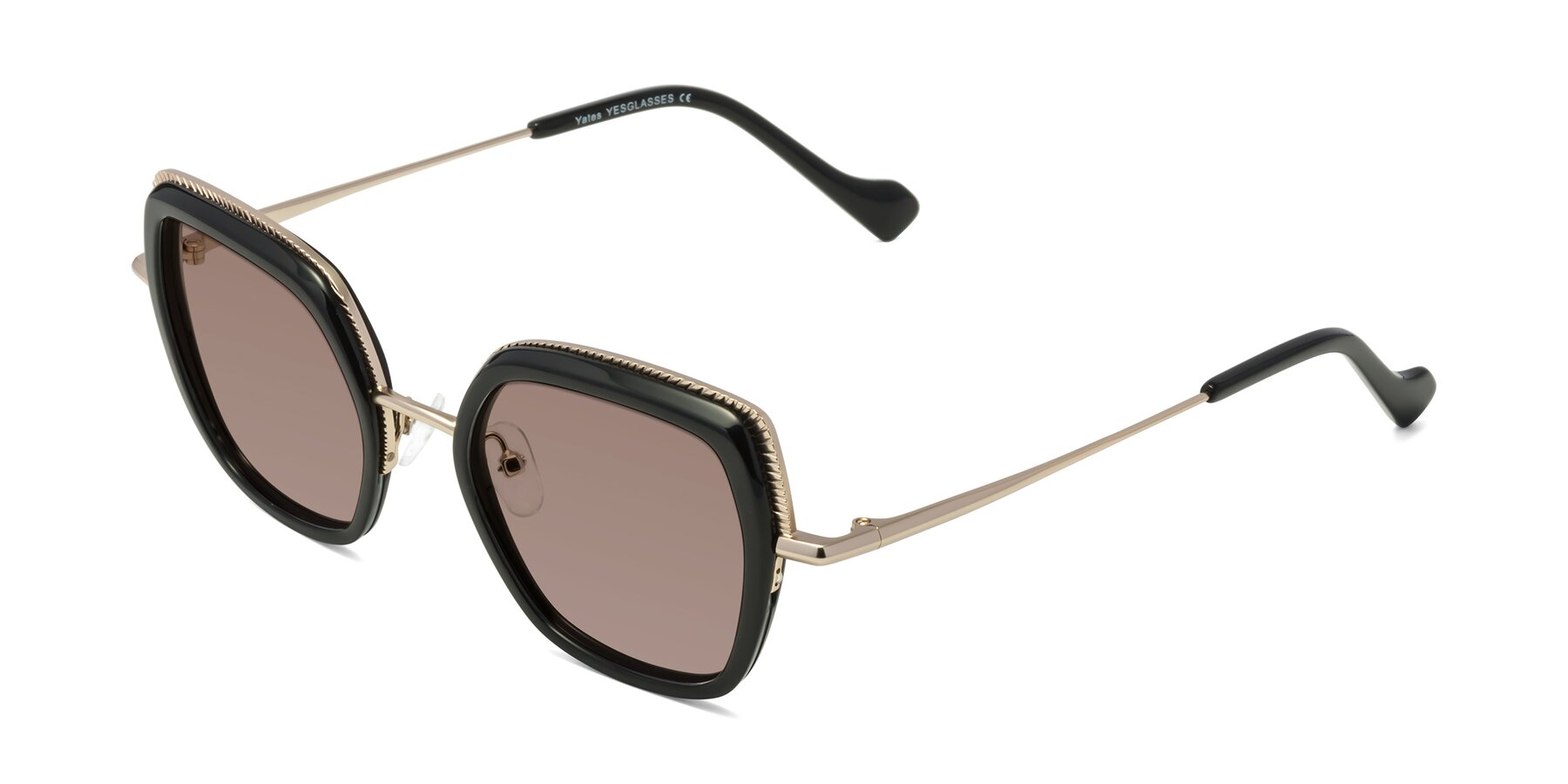 Angle of Yates in Black-Gold with Medium Brown Tinted Lenses