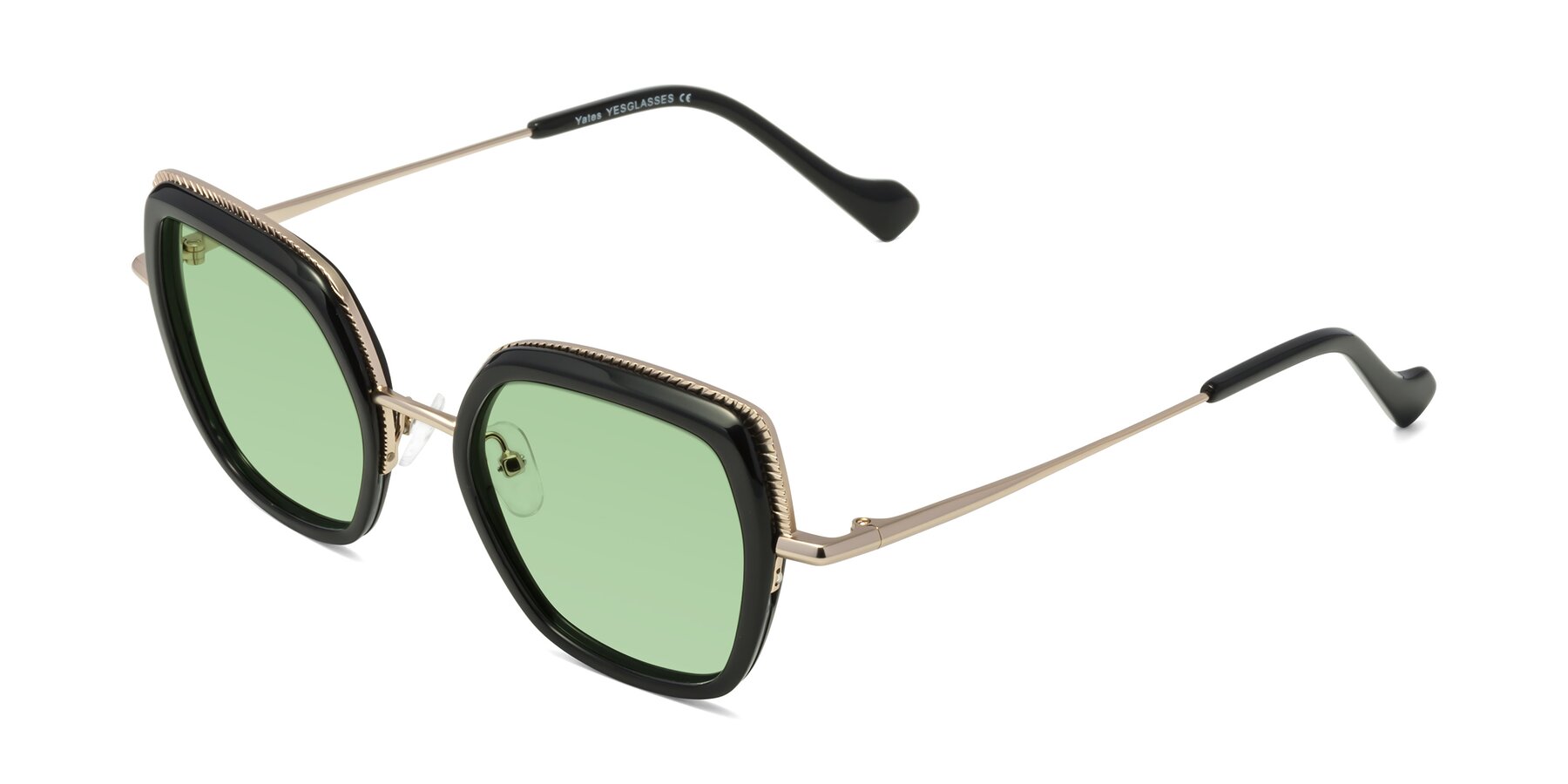 Angle of Yates in Black-Gold with Medium Green Tinted Lenses
