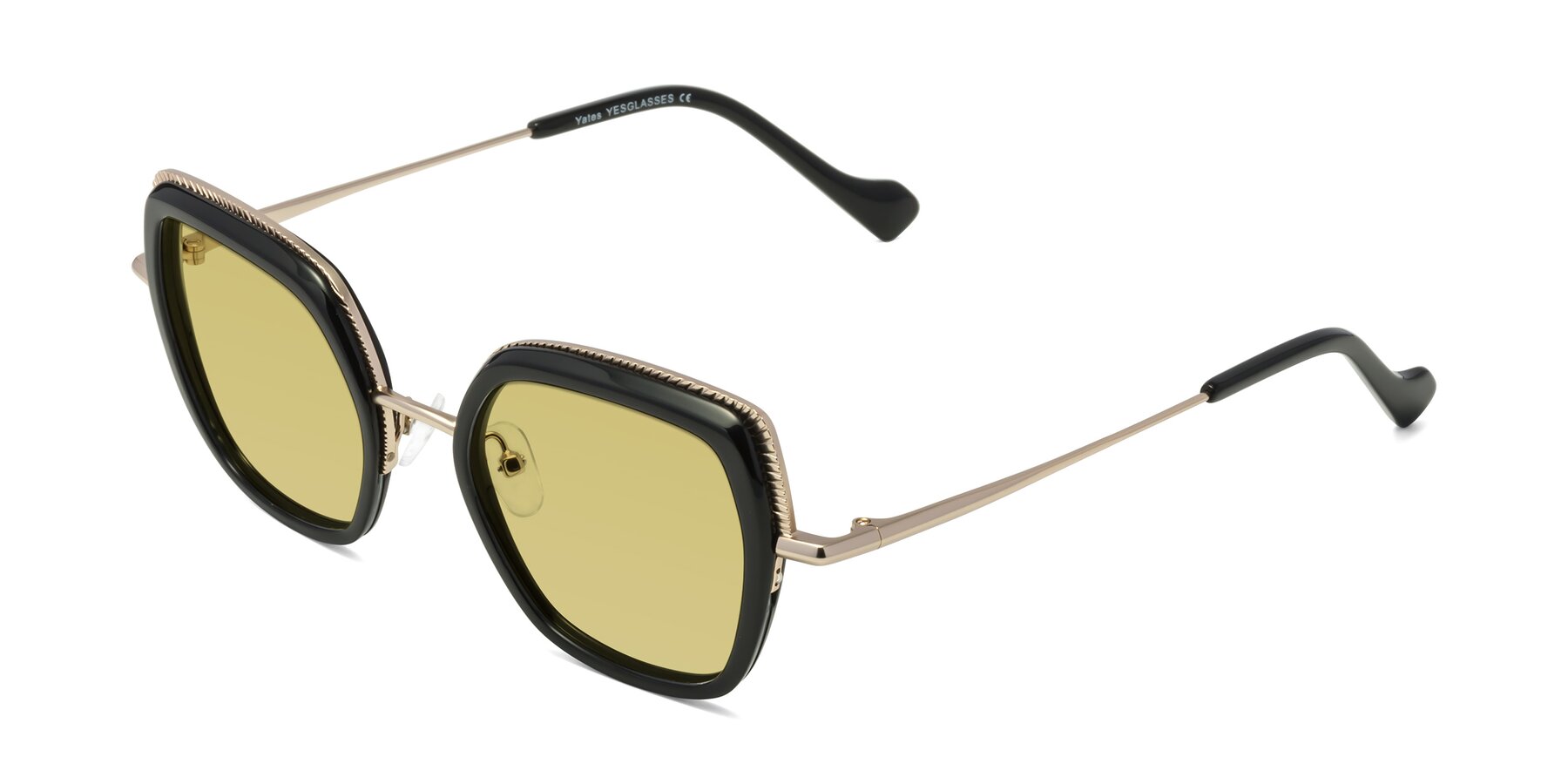 Angle of Yates in Black-Gold with Medium Champagne Tinted Lenses