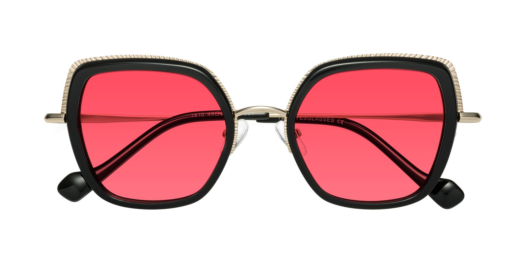 Folded Front of Yates in Black-Gold with Red Tinted Lenses