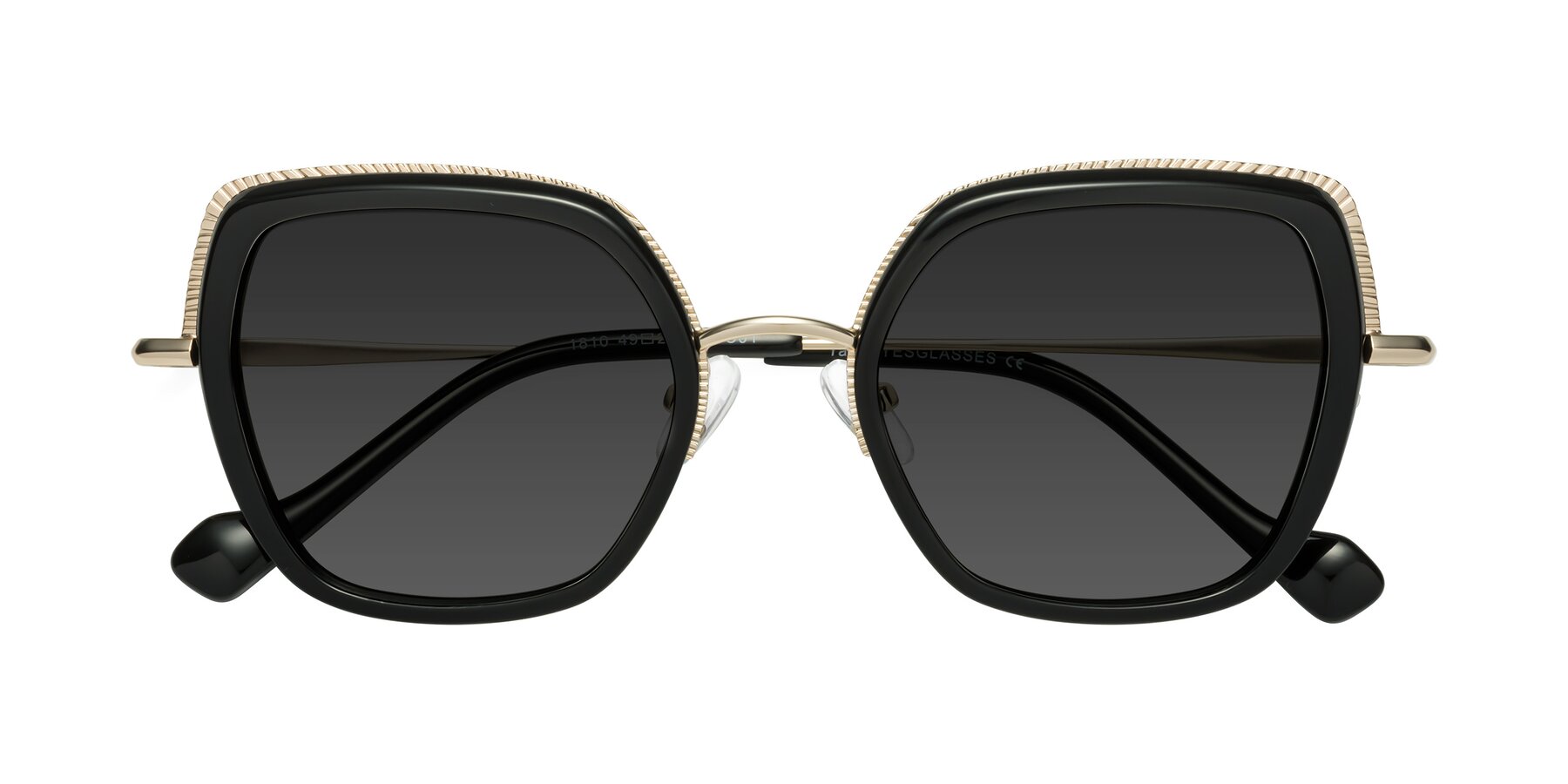 Folded Front of Yates in Black-Gold with Gray Tinted Lenses