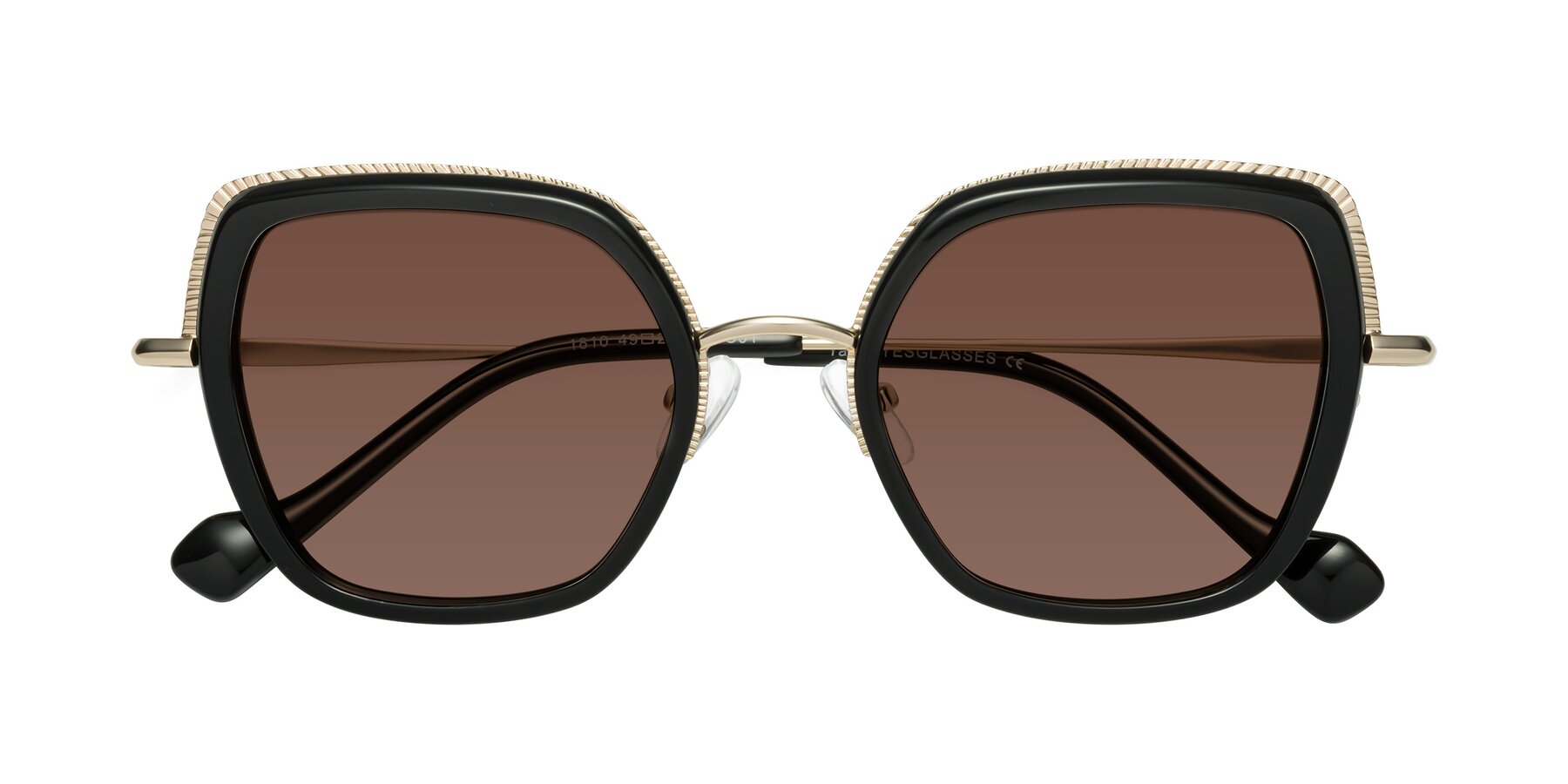 Folded Front of Yates in Black-Gold with Brown Tinted Lenses