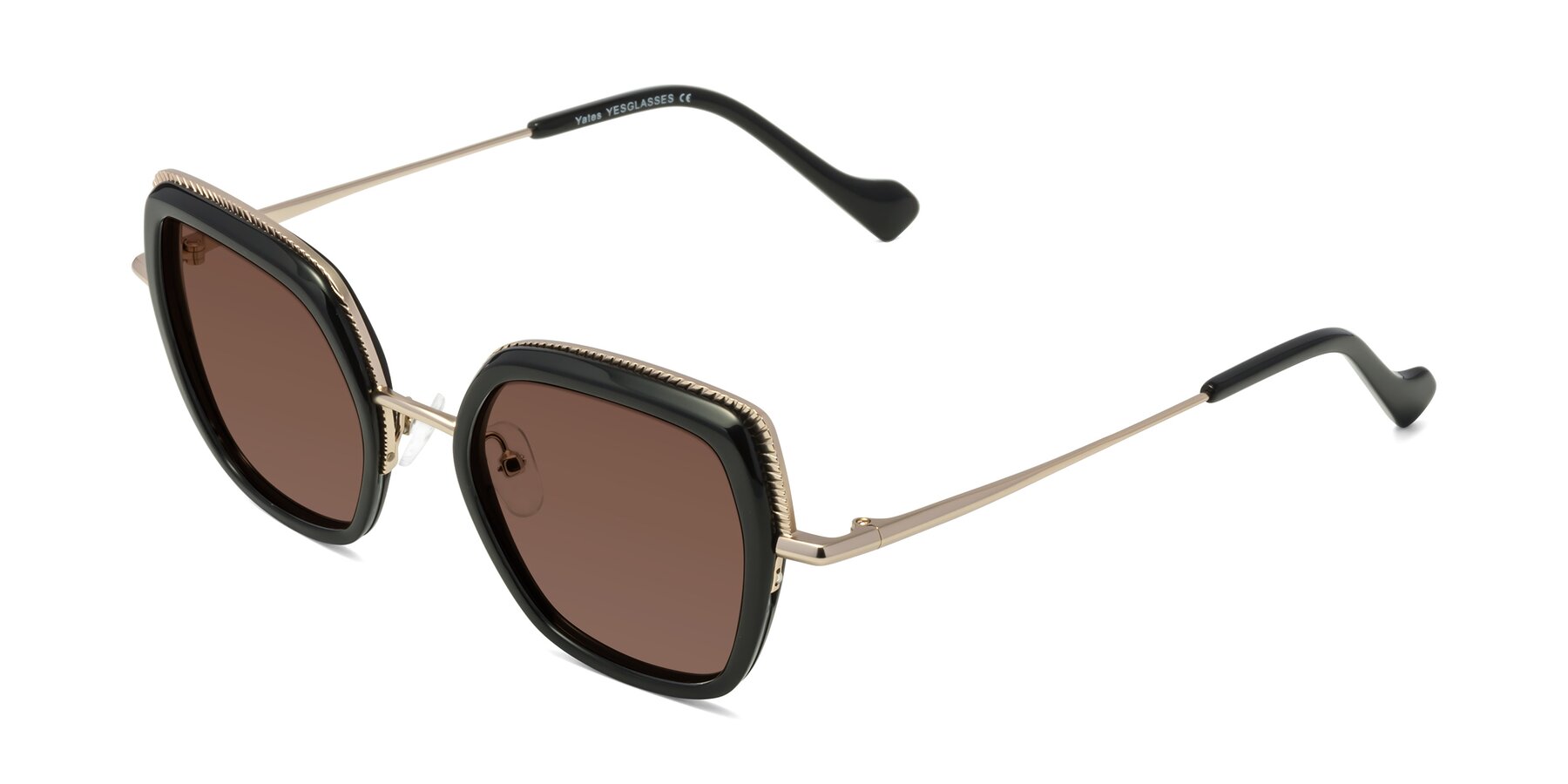 Angle of Yates in Black-Gold with Brown Tinted Lenses