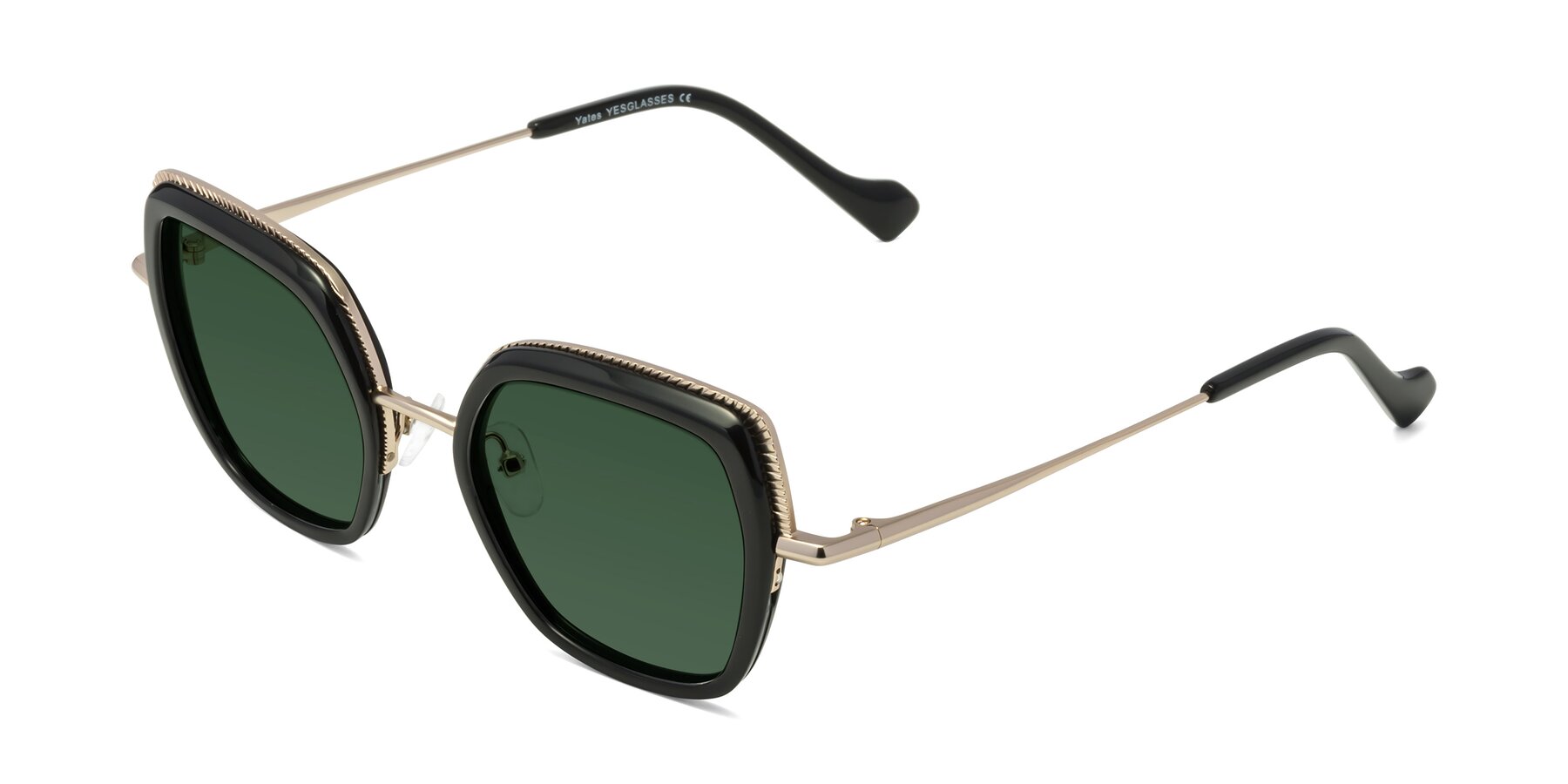 Angle of Yates in Black-Gold with Green Tinted Lenses