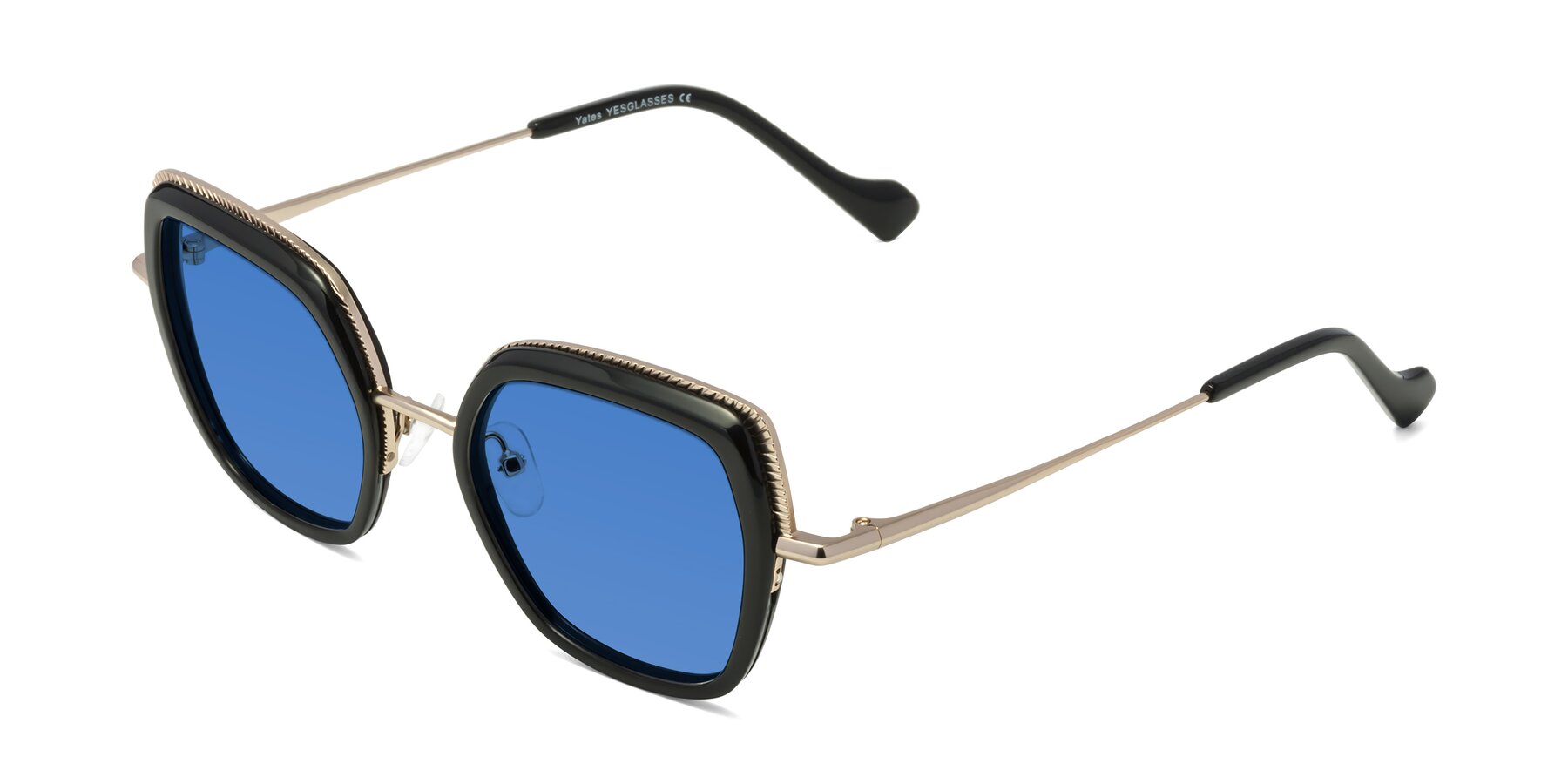 Angle of Yates in Black-Gold with Blue Tinted Lenses