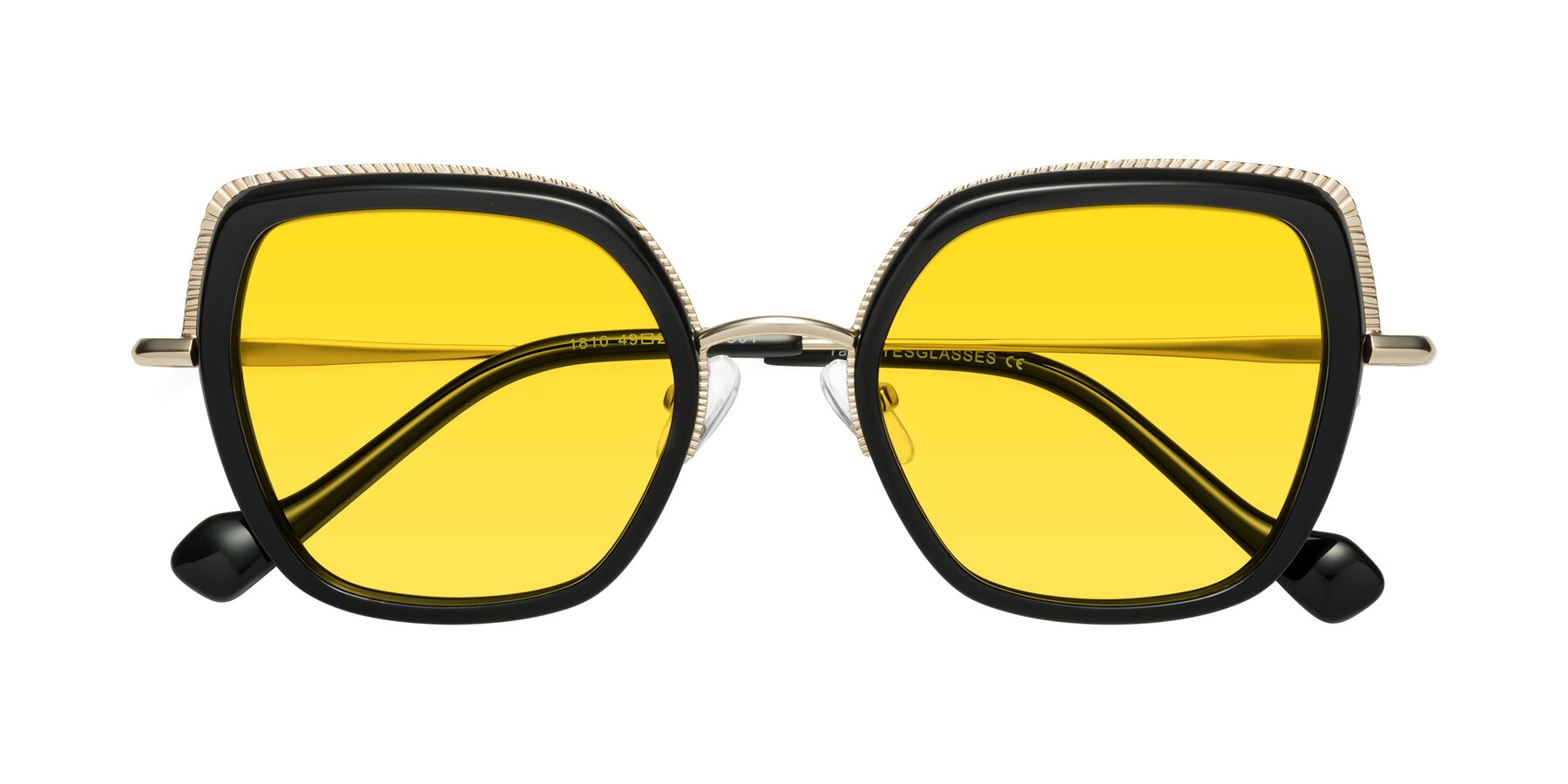 Folded Front of Yates in Black-Gold with Yellow Tinted Lenses