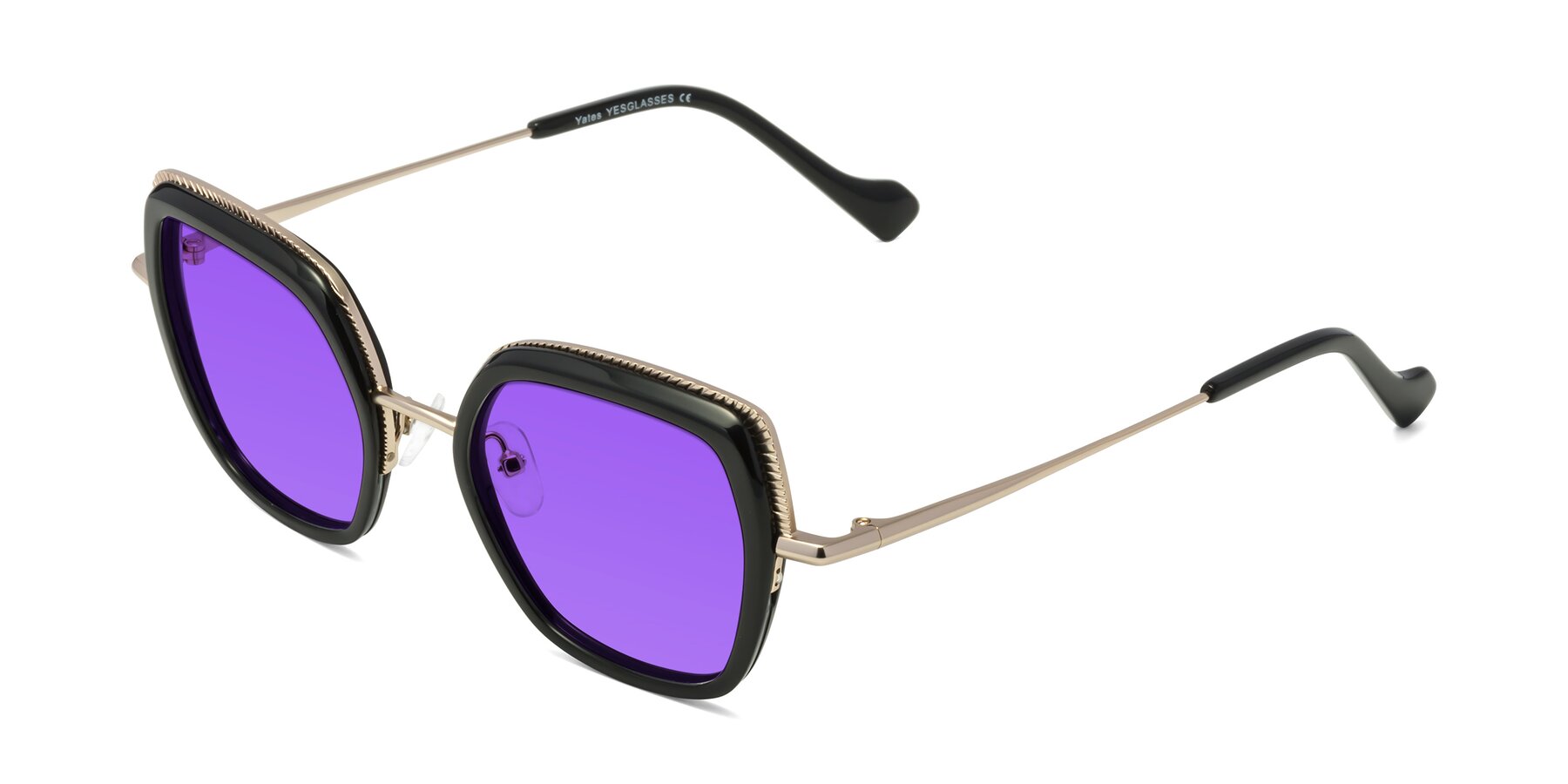 Angle of Yates in Black-Gold with Purple Tinted Lenses