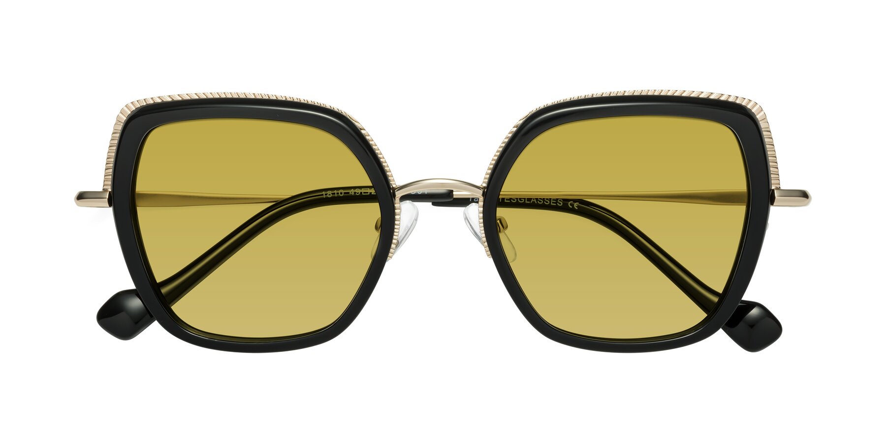 Folded Front of Yates in Black-Gold with Champagne Tinted Lenses