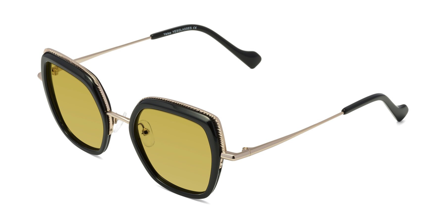 Angle of Yates in Black-Gold with Champagne Tinted Lenses