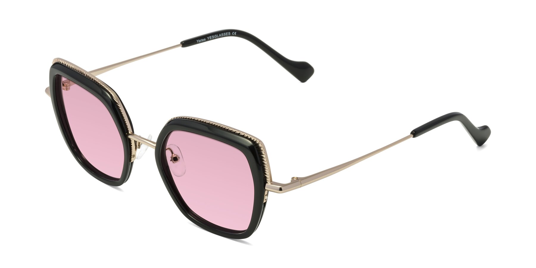 Angle of Yates in Black-Gold with Light Wine Tinted Lenses