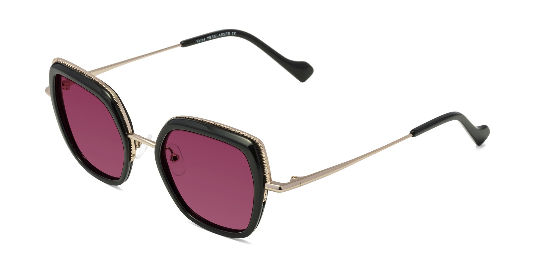 Angle of Yates in Black-Gold with Wine Tinted Lenses