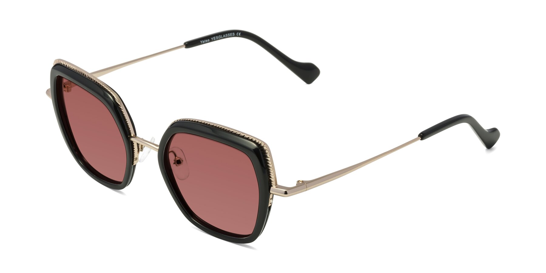 Angle of Yates in Black-Gold with Garnet Tinted Lenses