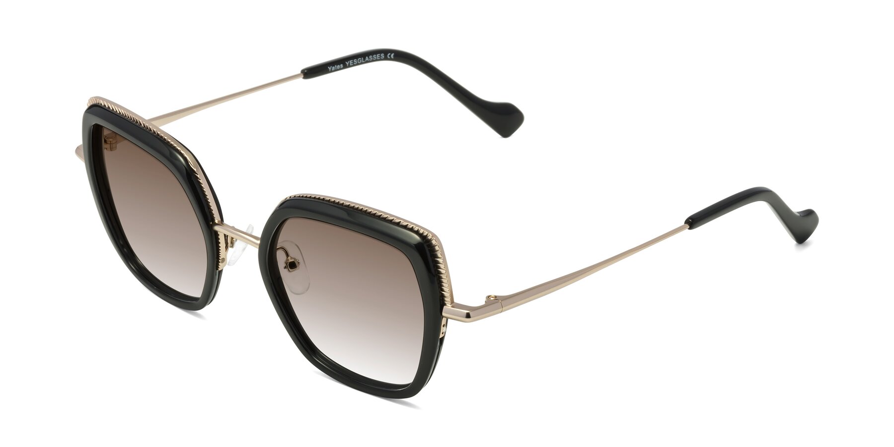 Angle of Yates in Black-Gold with Brown Gradient Lenses