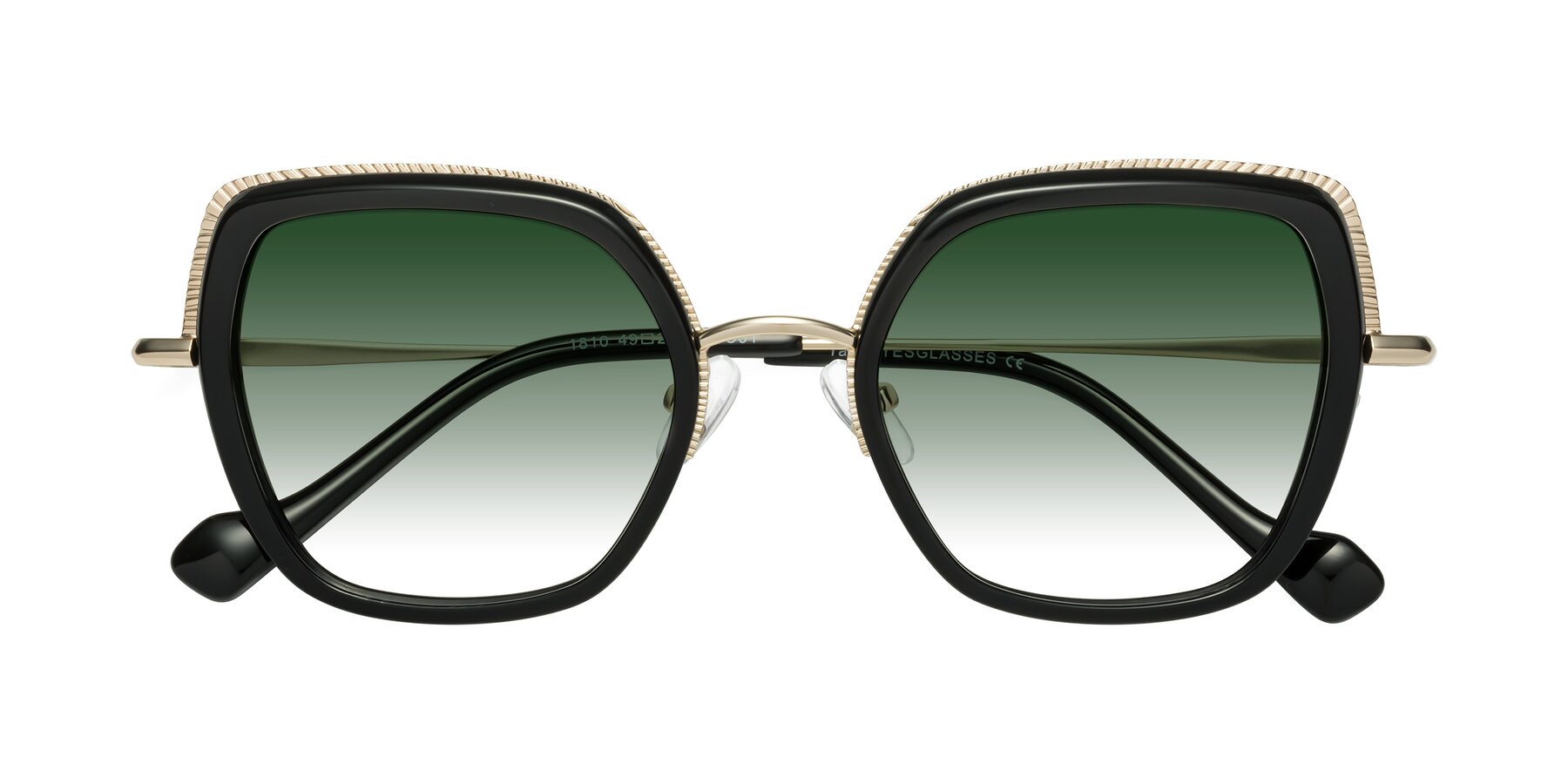 Folded Front of Yates in Black-Gold with Green Gradient Lenses