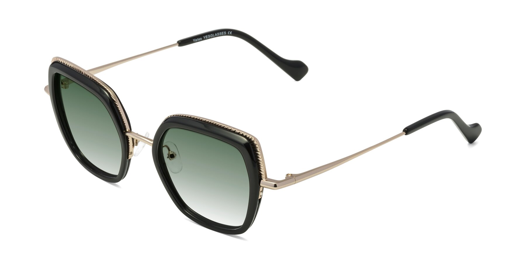 Angle of Yates in Black-Gold with Green Gradient Lenses